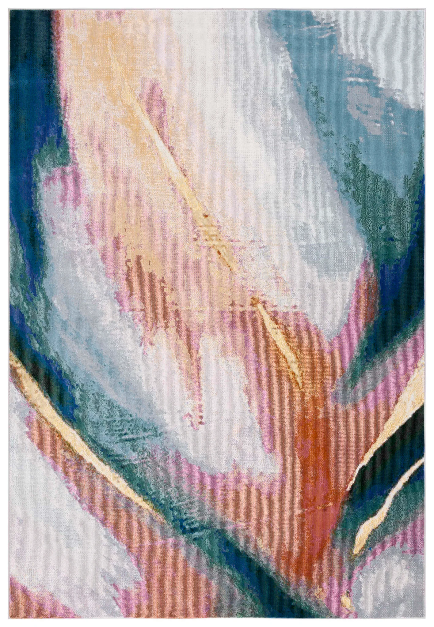 Art Studio Painterly Brushstroke Rug in Ivory / Rust