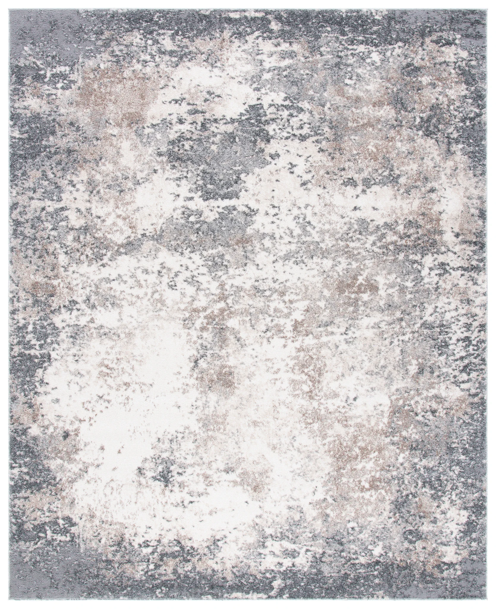 Aston Bordered Abstract Rug in Gray / Ivory