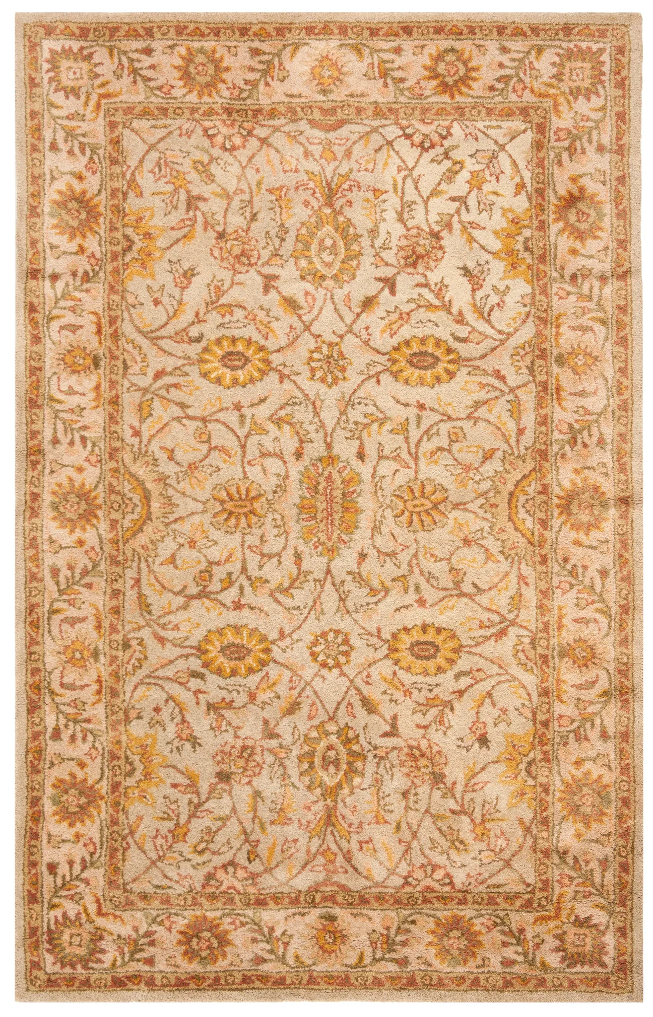 Antiquity Rosette Trellis Hand-Tufted Wool Rug in Ivory / Light Green