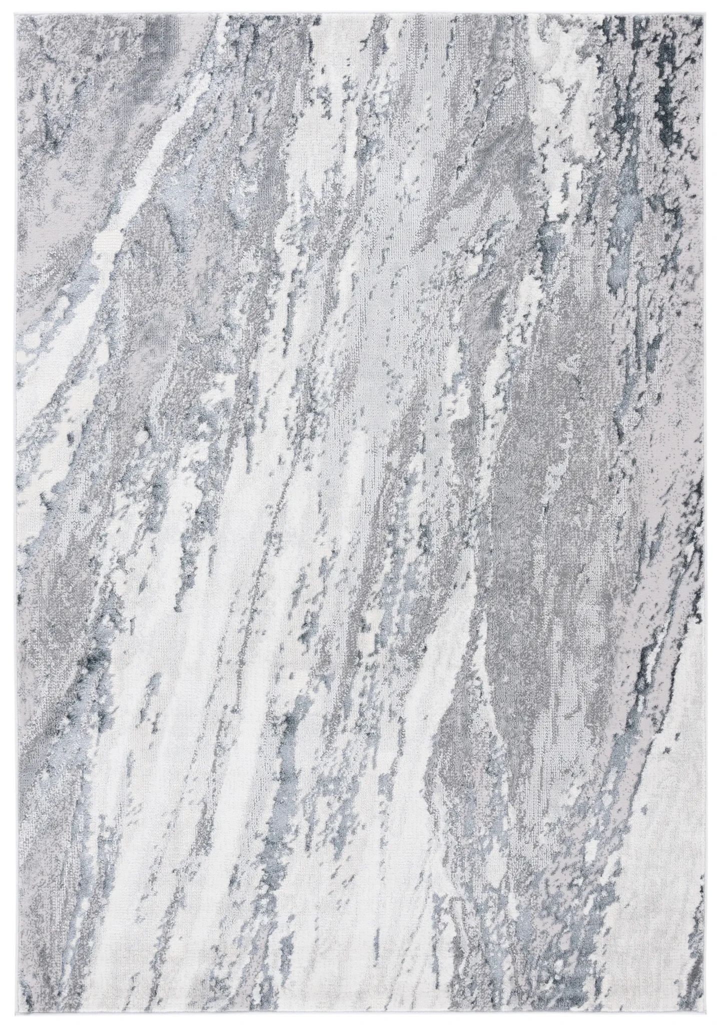 Aura Marble Abstract Rug in Ivory / Dark Gray