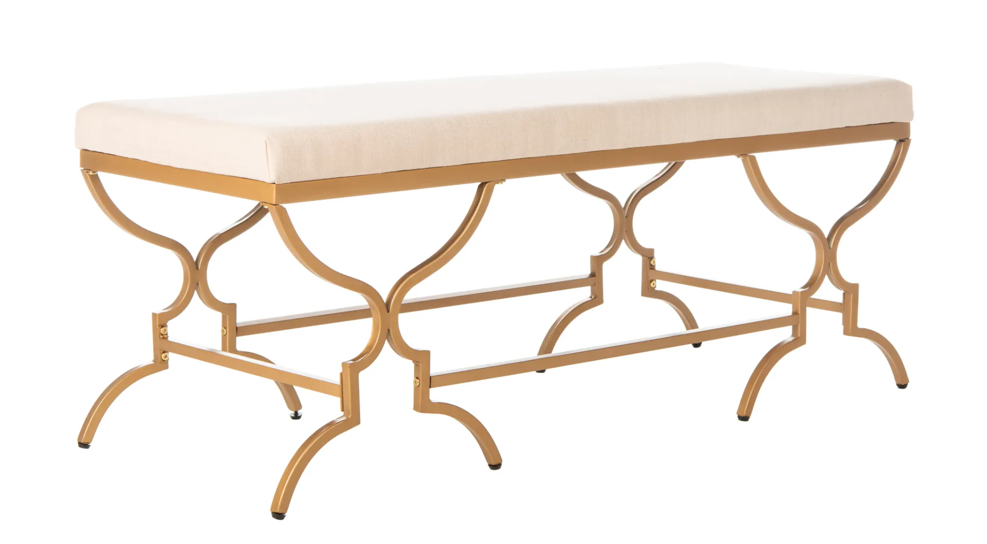 Juliet Rectangular Bench in Emerald / Gold