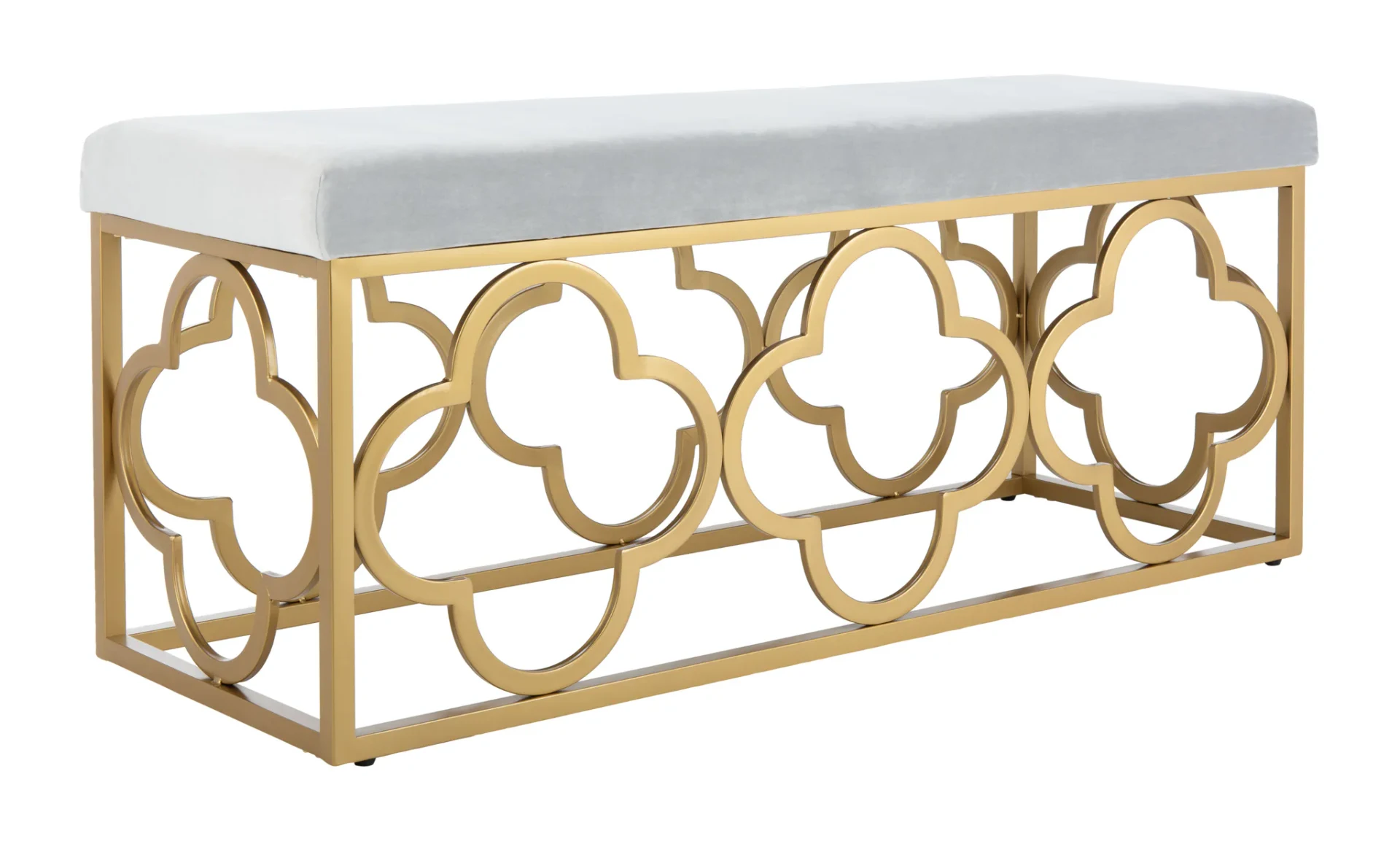 Fleur Rectangle Bench in Gray / Gold