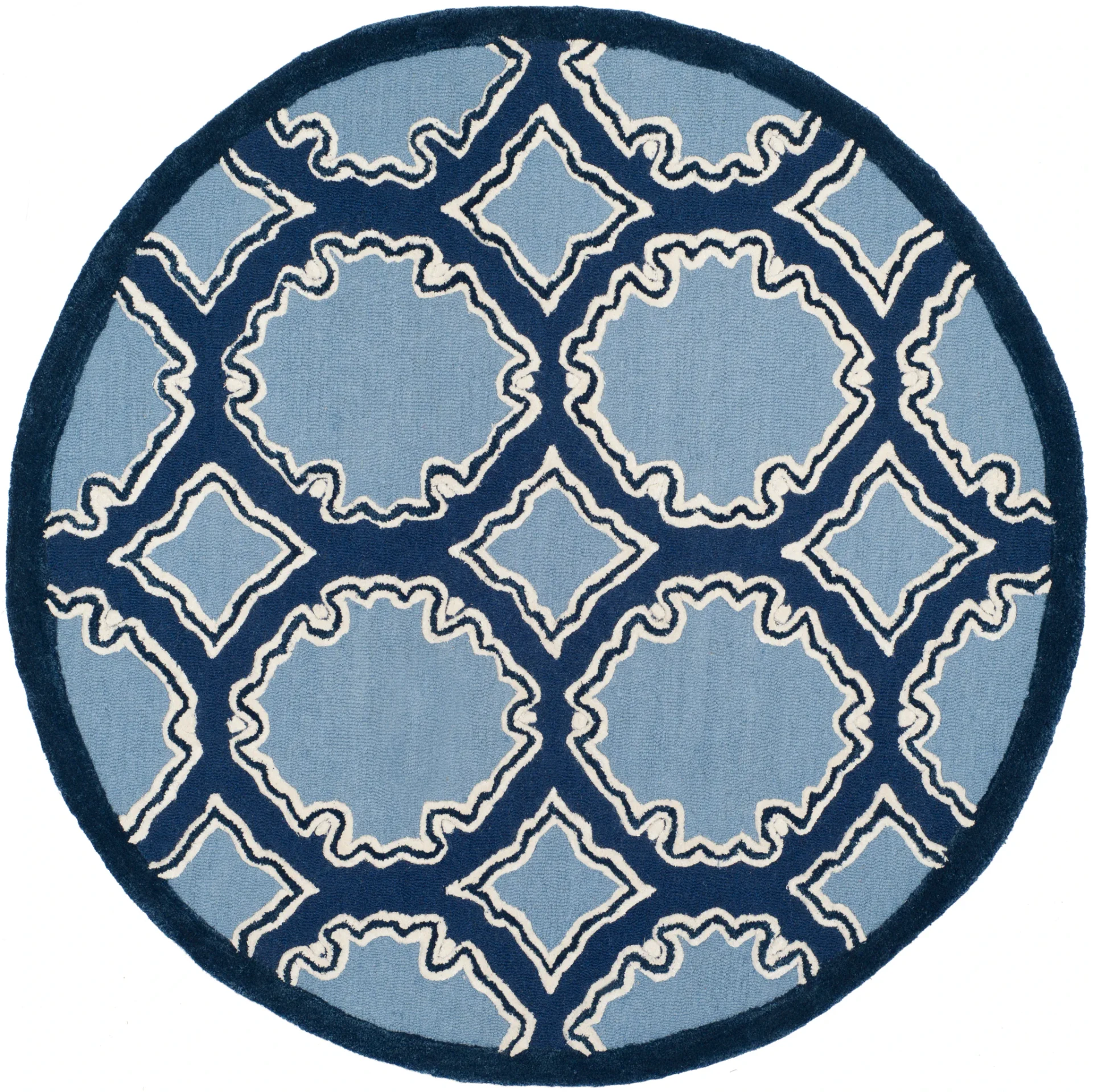 Bella Scalloped Trellis Hand-Tufted Wool Rug in Navy / Blue