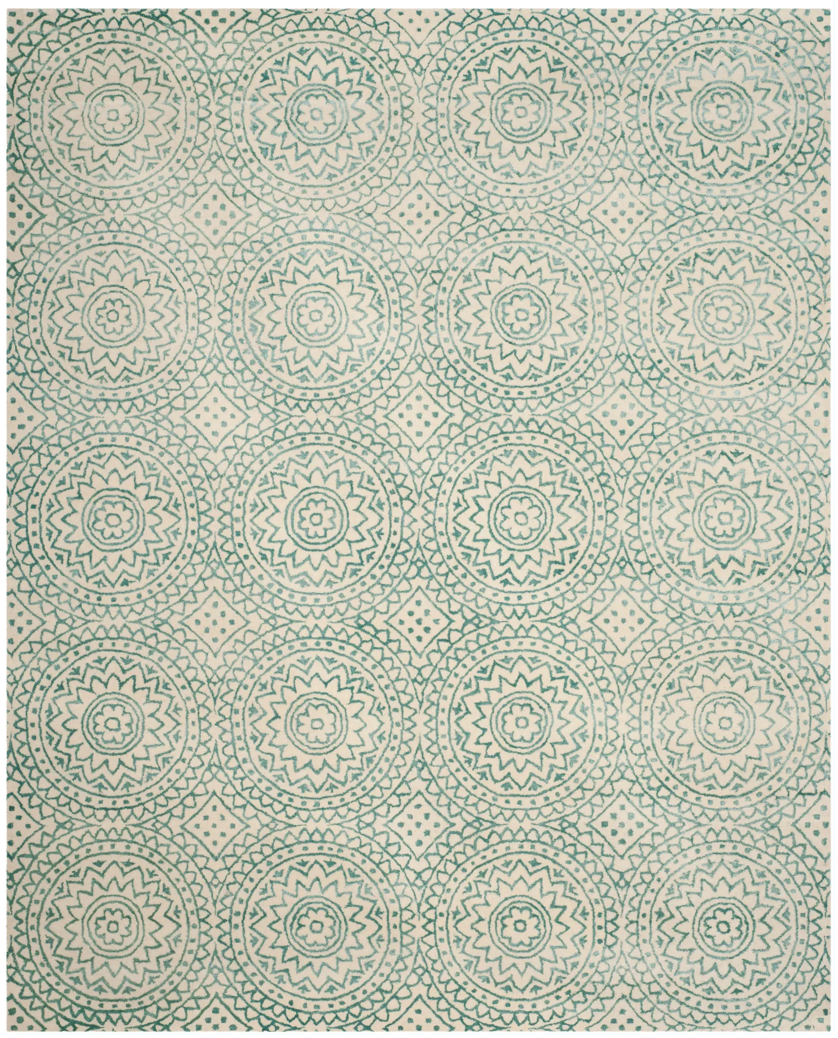 Bella Circular Medallion Hand-Tufted Rug in Ivory / Blue