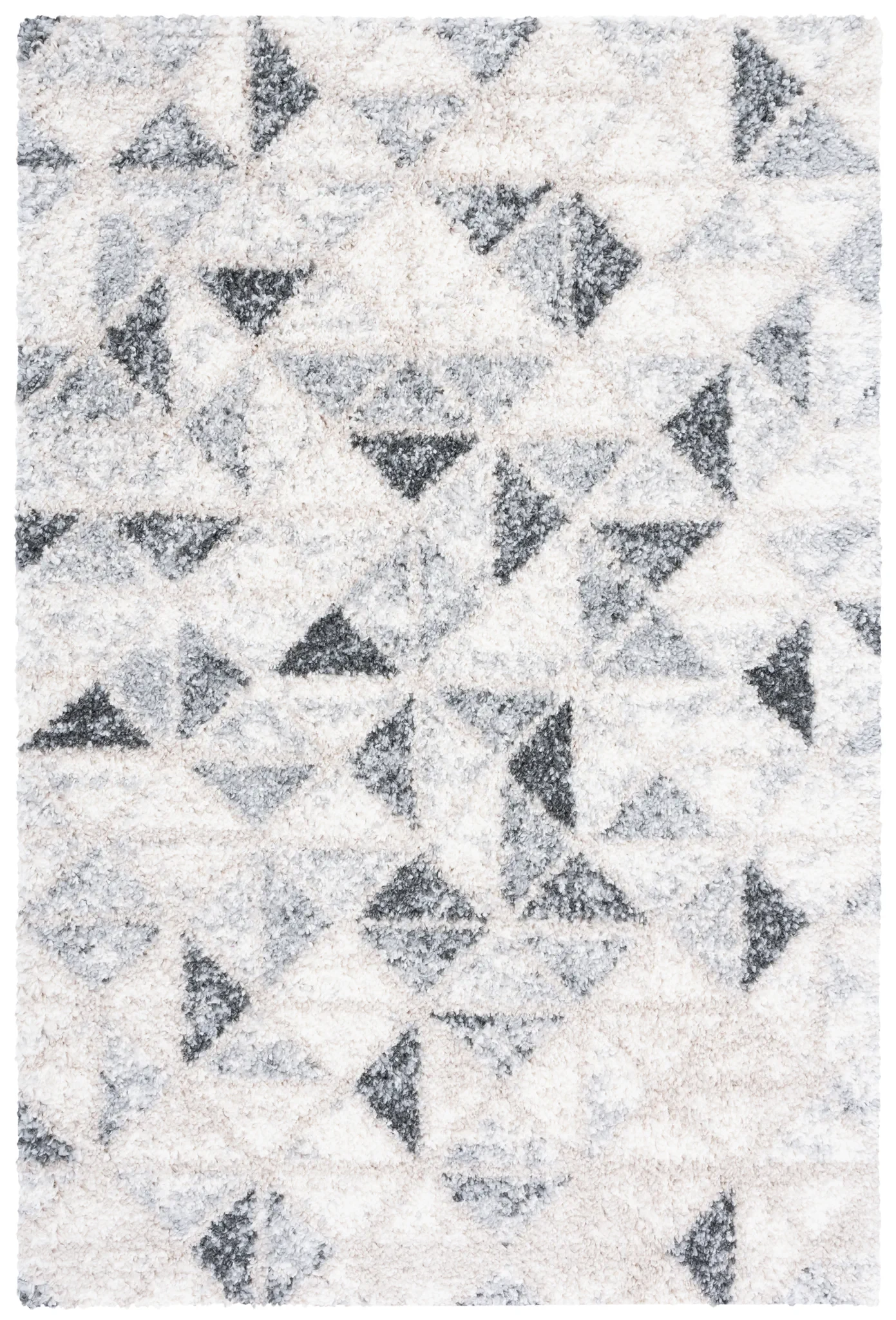 Berber Triangle Shag Rug in Gray / Ivory
