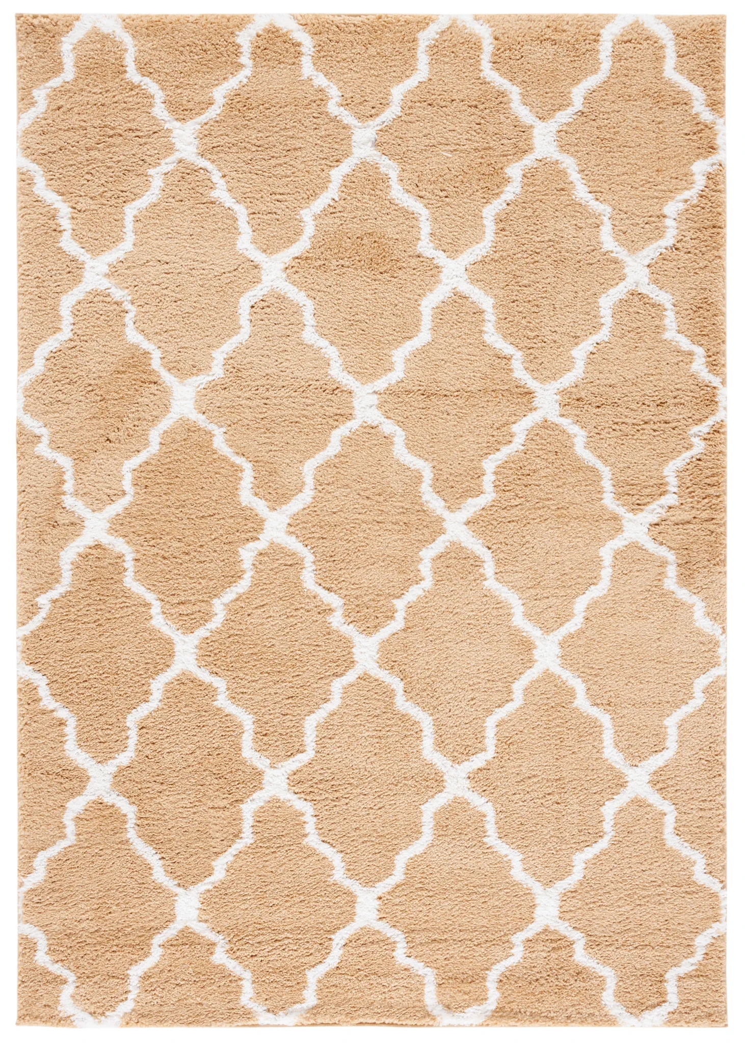 Berber Trellis Shag Rug in Dark Beige / Ivory