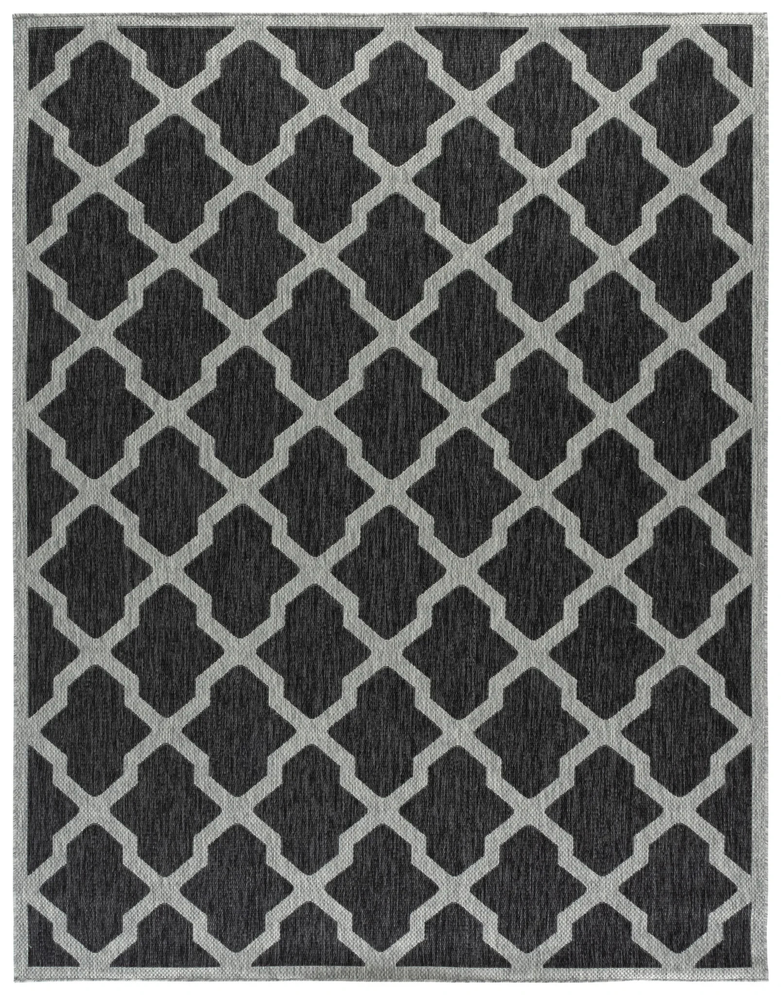 Beach House Moroccan Lattice Outdoor Rug in Charcoal / Gray