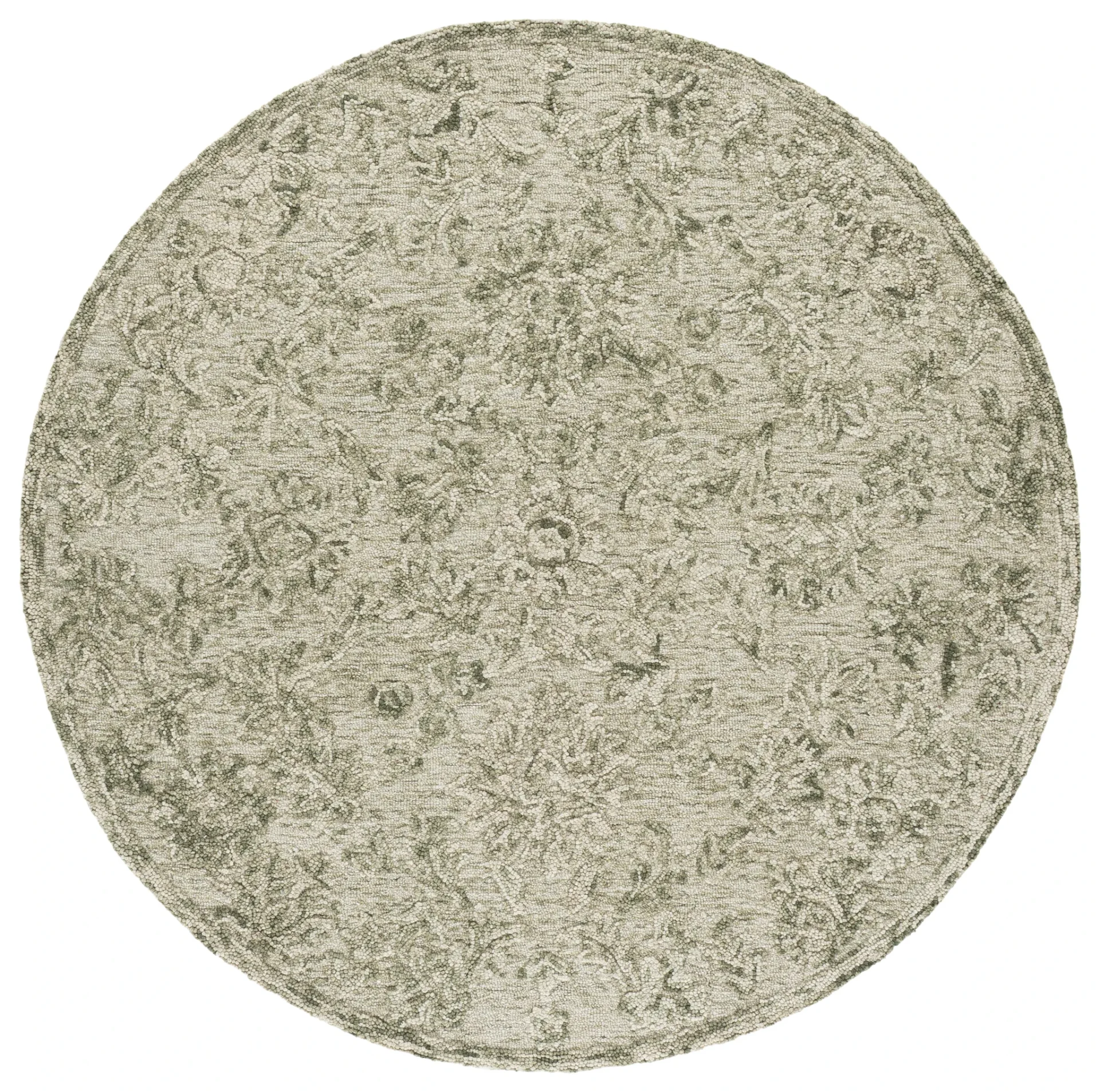 Blossom Damask Vine Hand-Tufted Wool Rug in Sage / Ivory