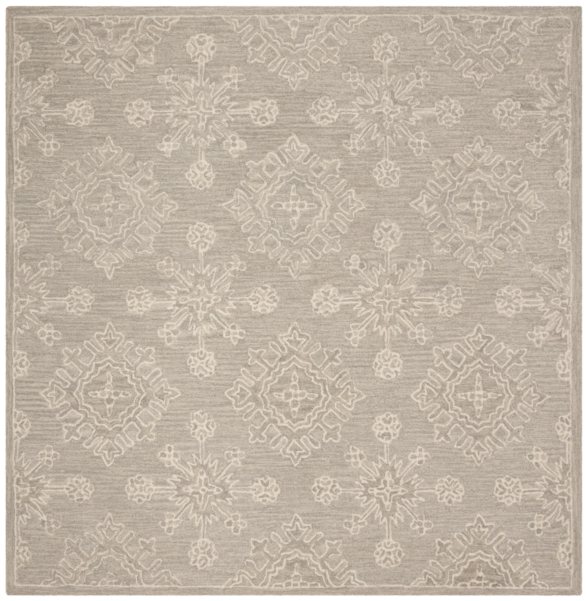 Blossom Diamond Medallion Hand-Tufted Wool Rug in Light Beige