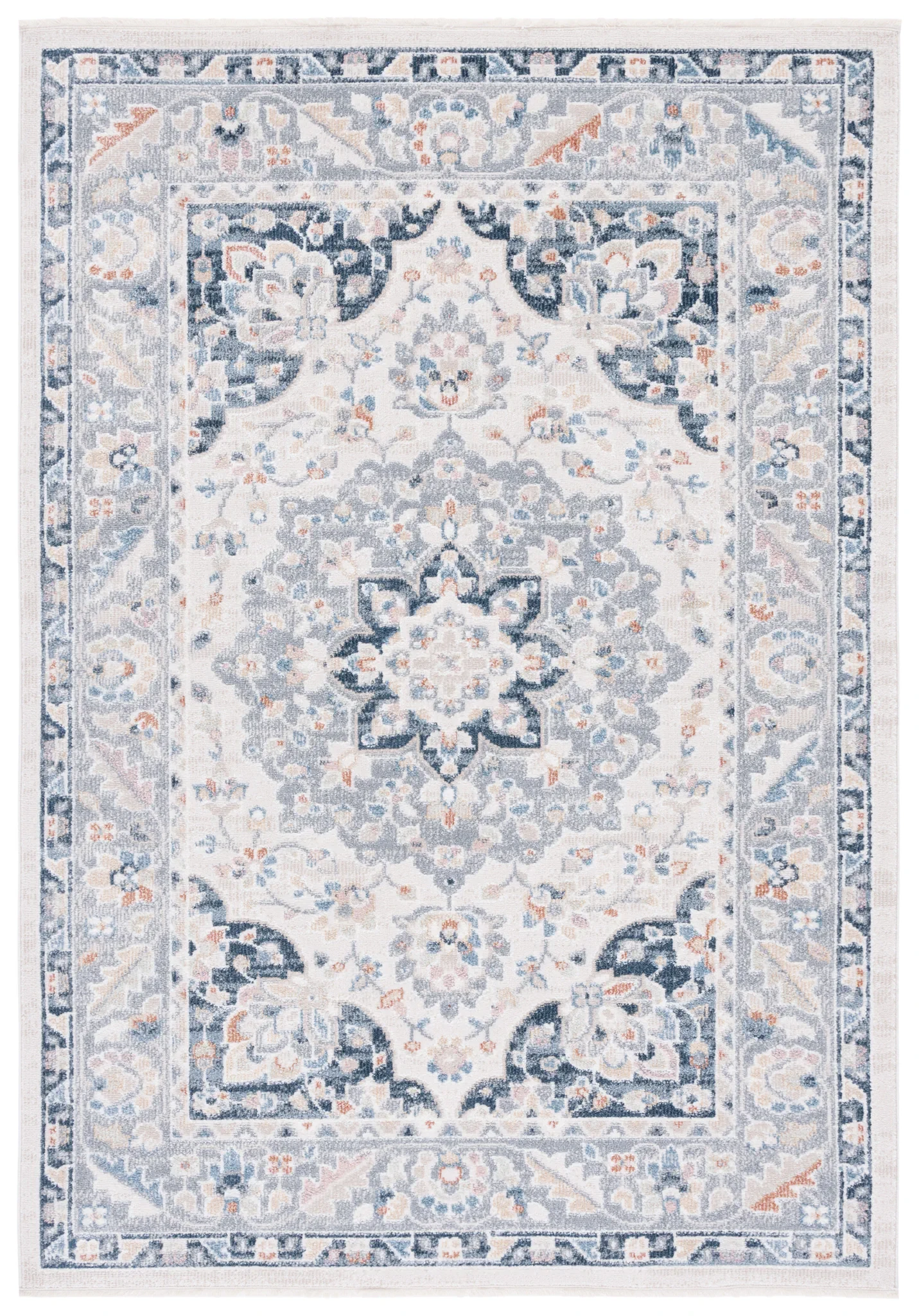 Blair Medallion Washable Rug in Beige / Gray Navy