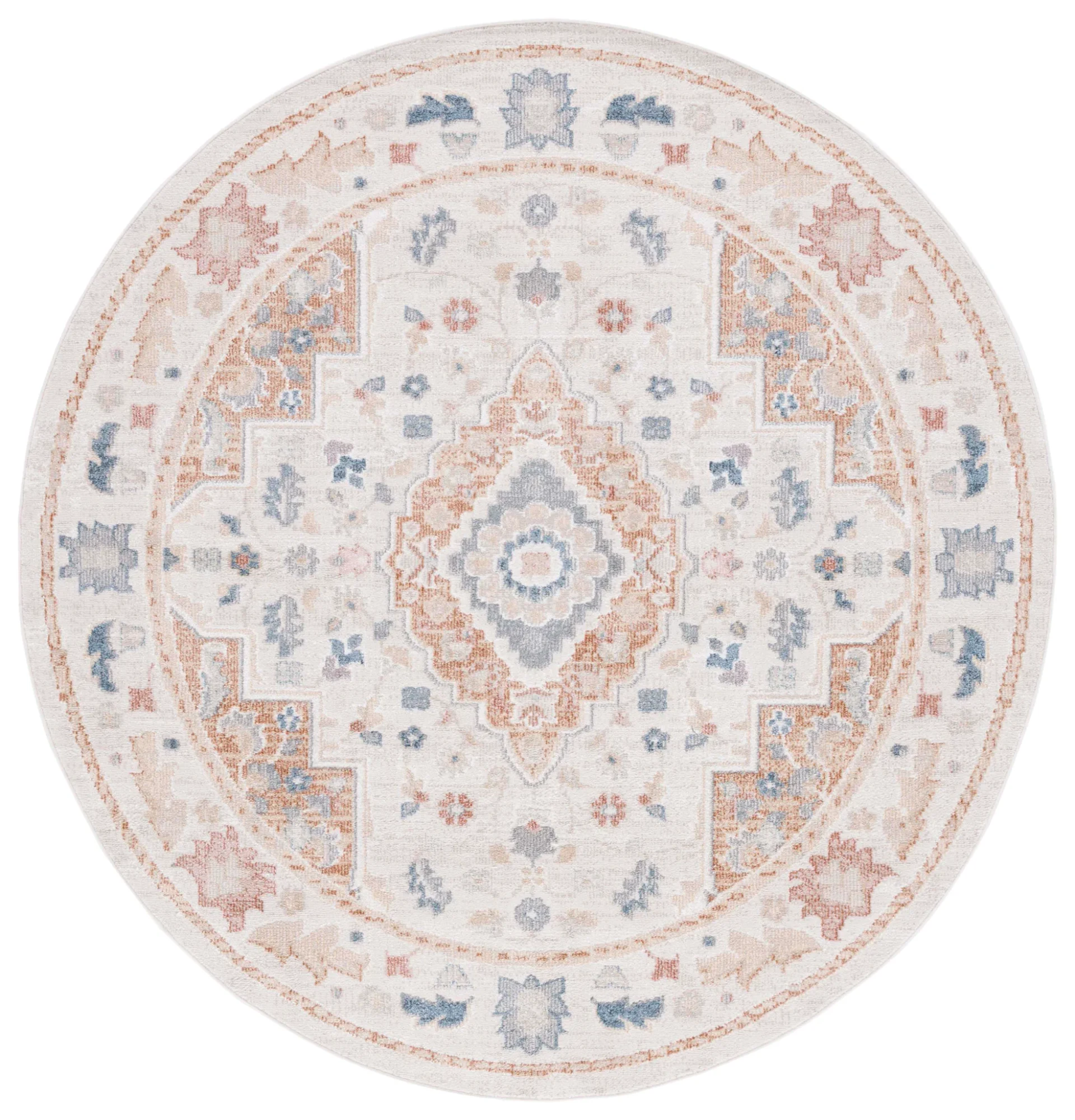 Blair Washable Diamond Medallion Rug in Beige / Rust