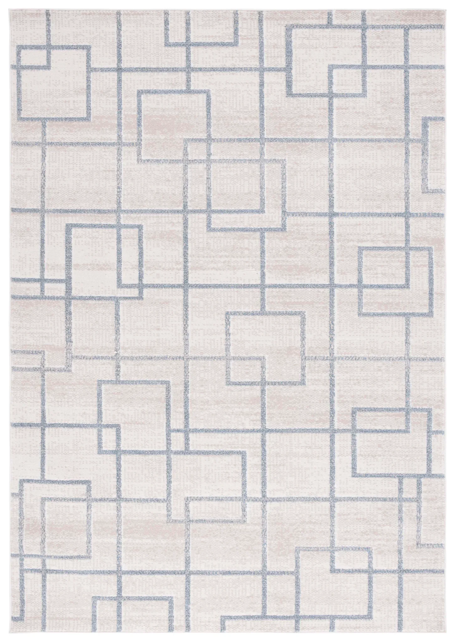 Blair Washable Intersecting Square Rug in Beige / Gray