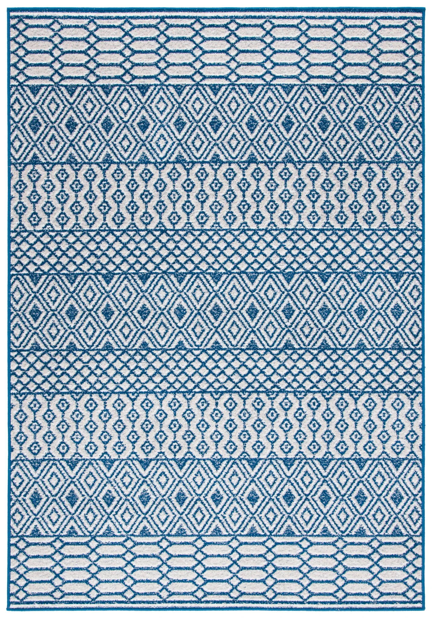 Belmont Banded Diamond Rug in Navy / Gray