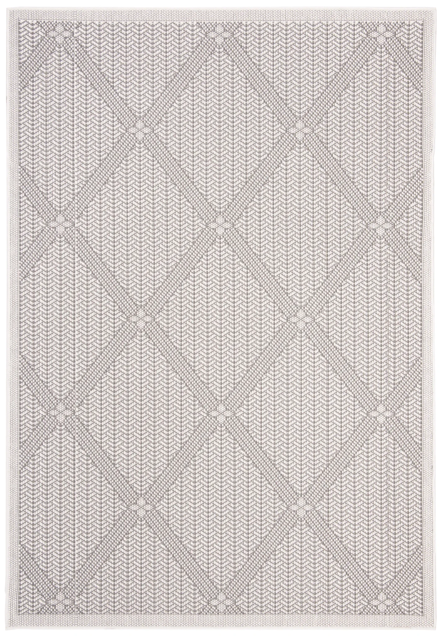Bermuda Diamond Lattice Washable Outdoor Rug in Cream / Gray