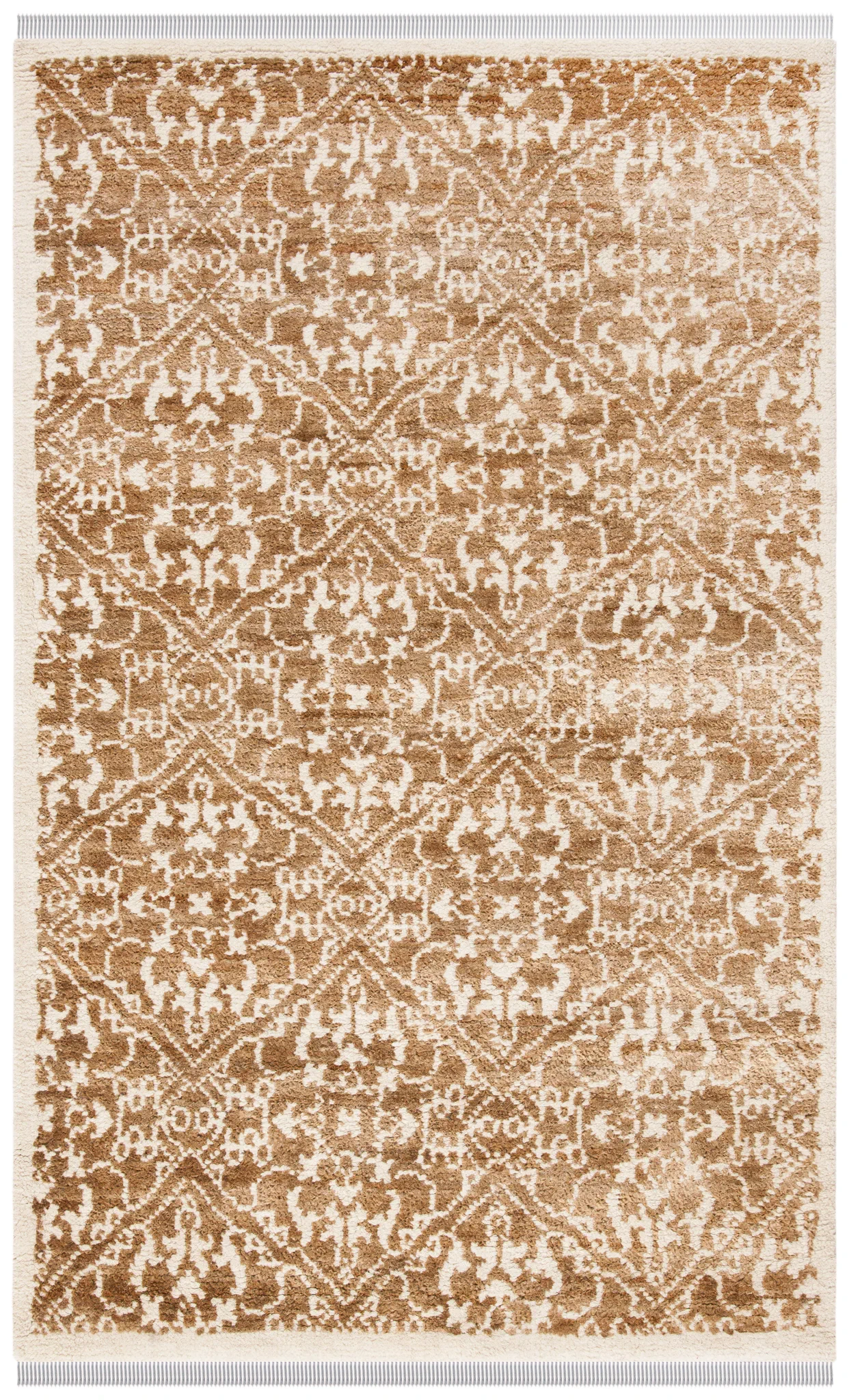 Bohemian Damask Hand-Woven Jute Rug in Brown / Beige