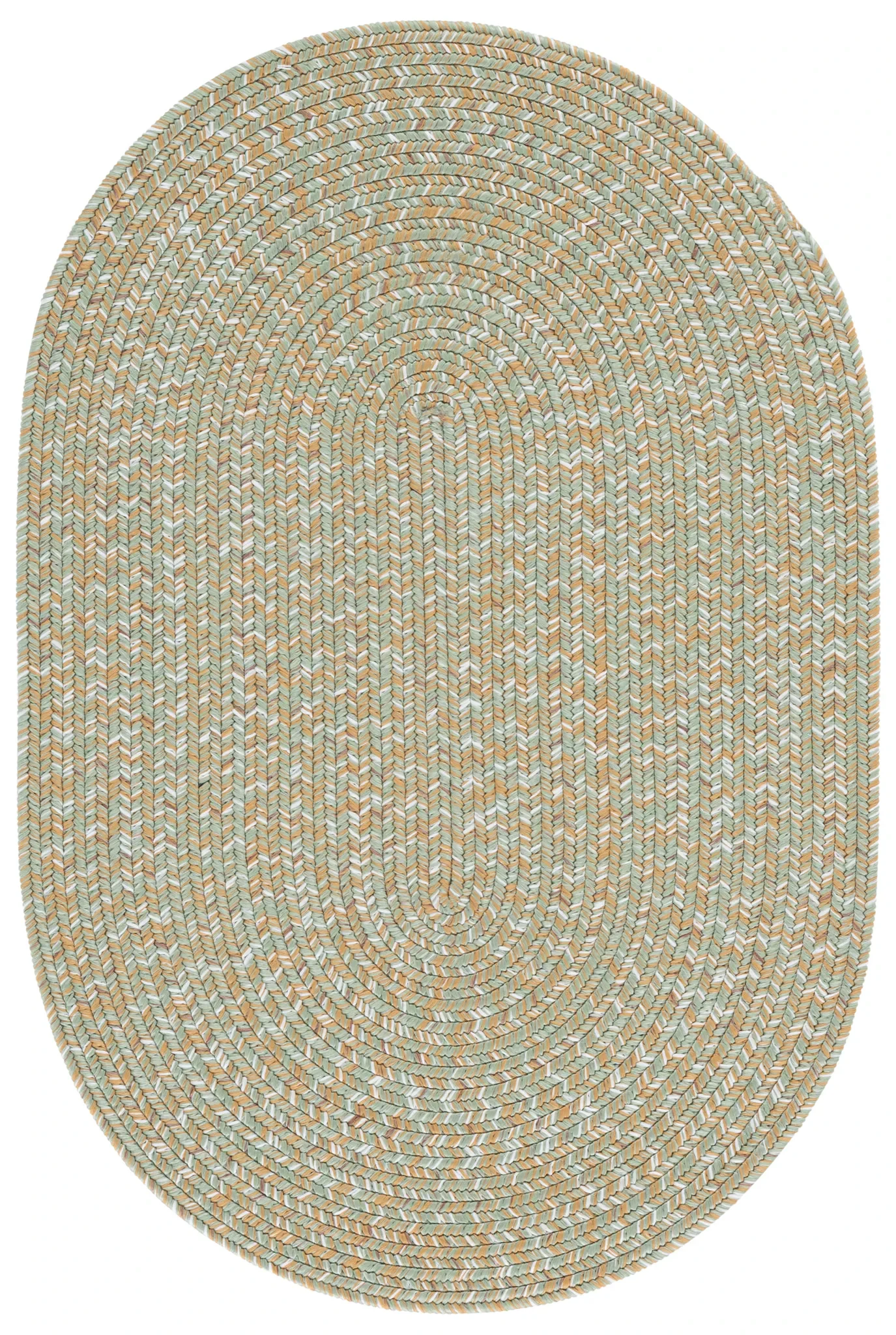 Braided Coastal Heathered Washable Outdoor Rug in Light Green / Sage