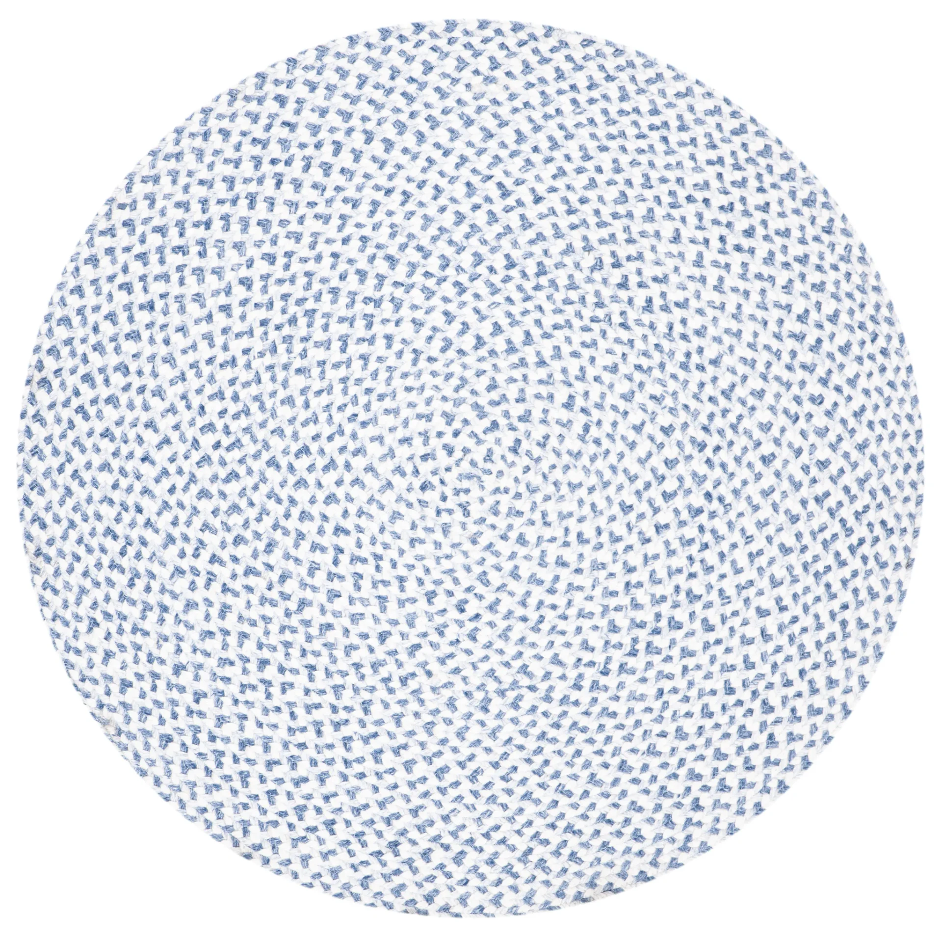 Braided Coastal Flecked Spiral Hand-Woven Rug in Blue / Ivory