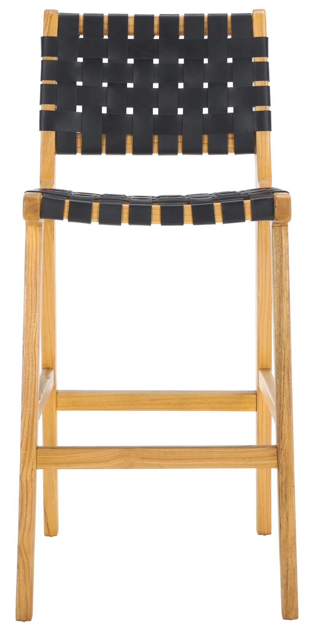 Adah Leather Bar Stool in Black