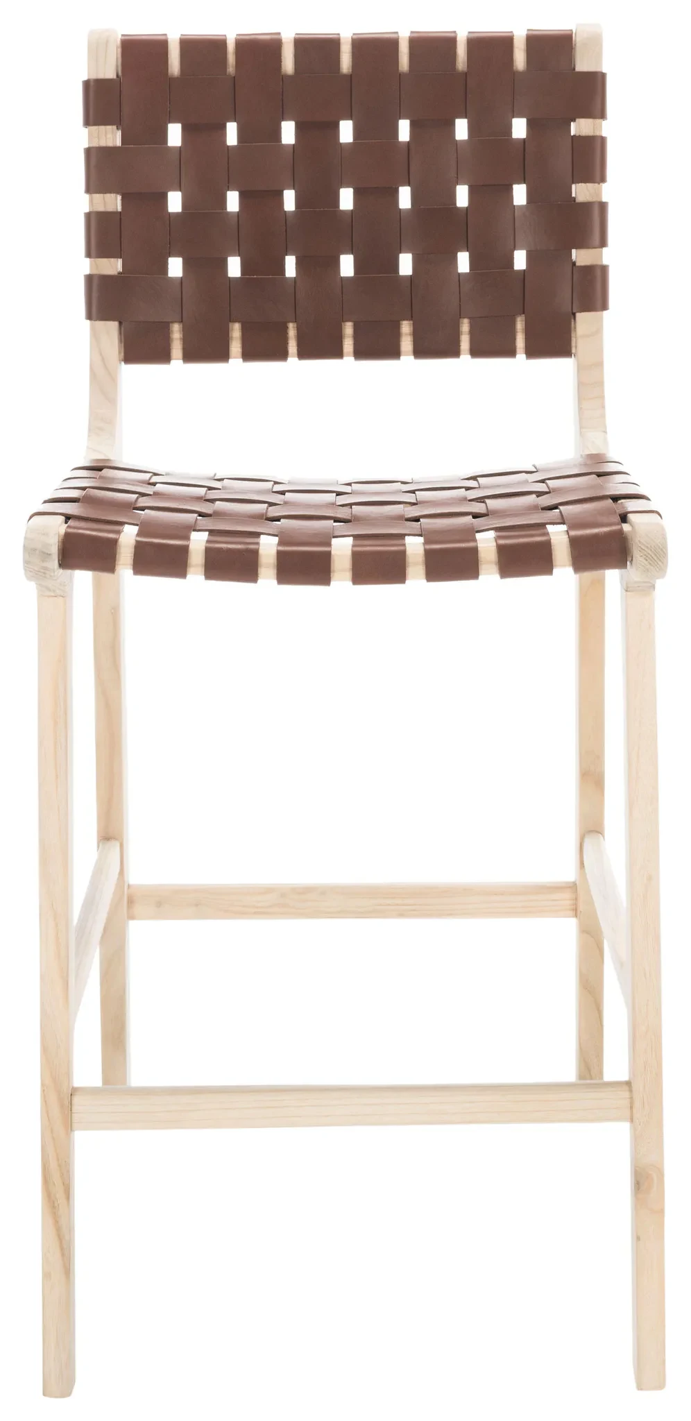 Adah Leather Counter Stool in Black / Natural