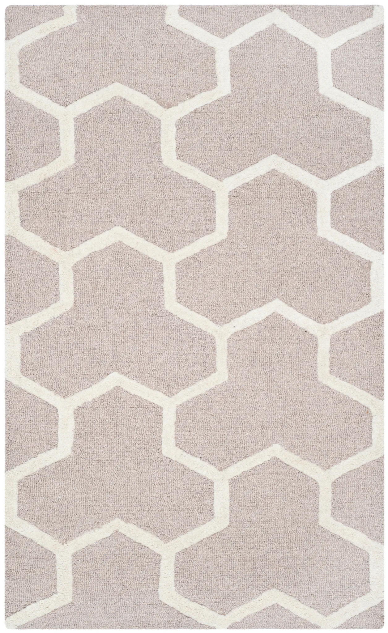 Cambridge Interlocking Geometric Hand-Tufted Wool Rug in Beige / Ivory