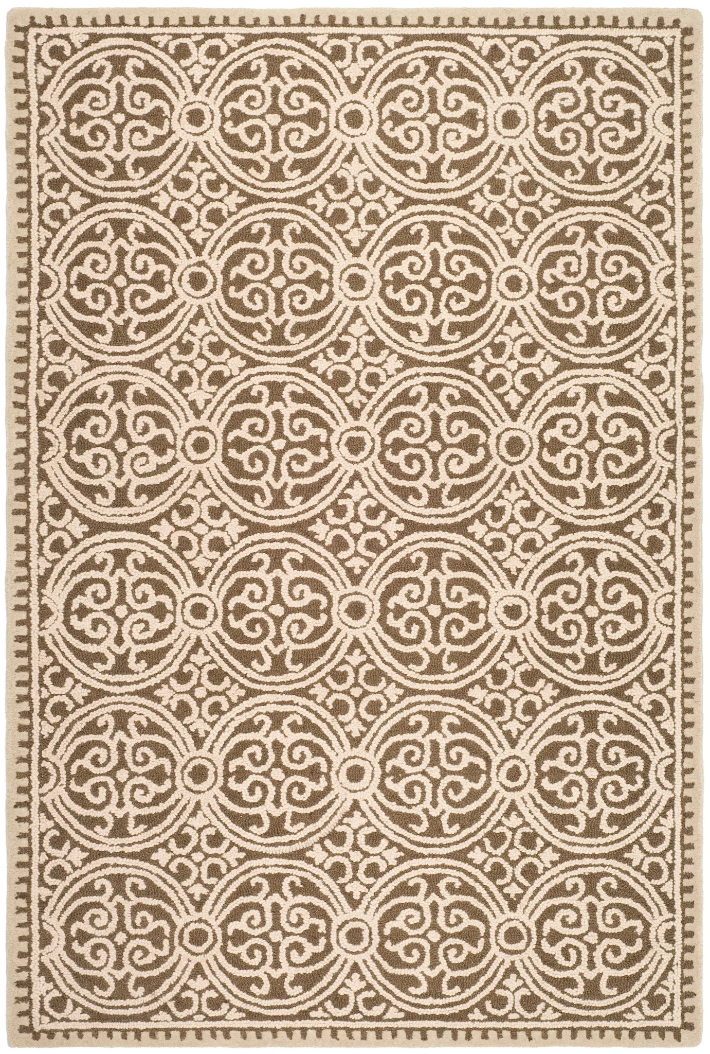 Cambridge Scroll Tile Hand-Tufted Wool Rug in Tan / Multicolor