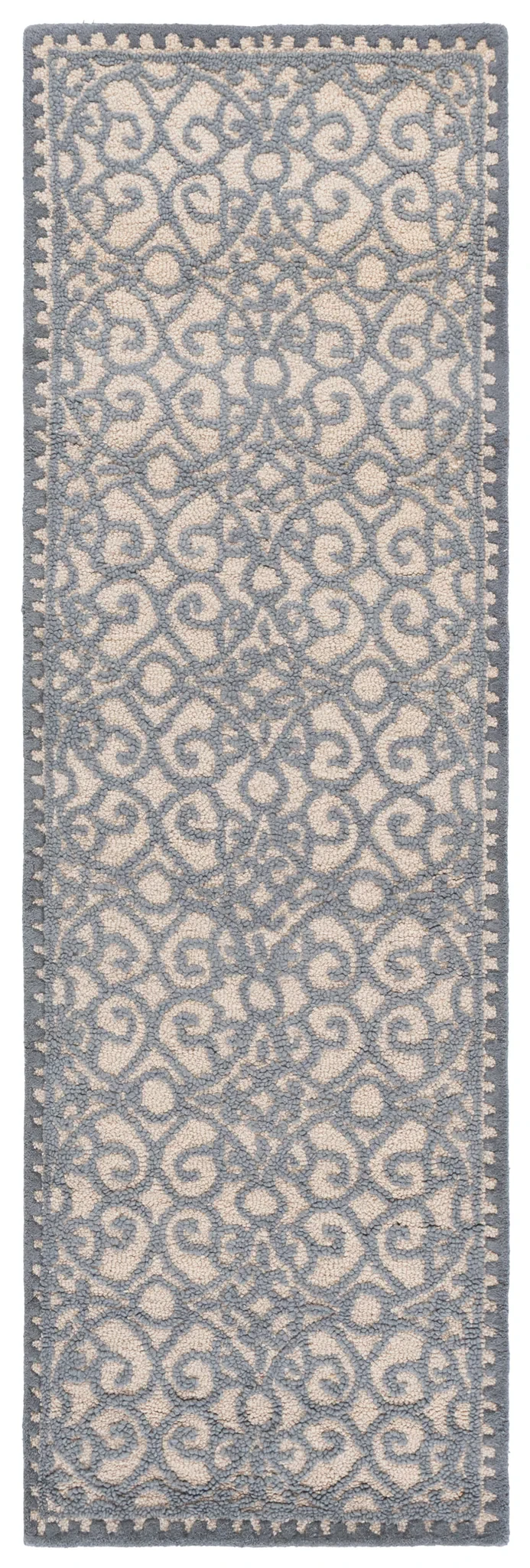 Cambridge Scroll Trellis Hand-Tufted Wool Rug in Glacier