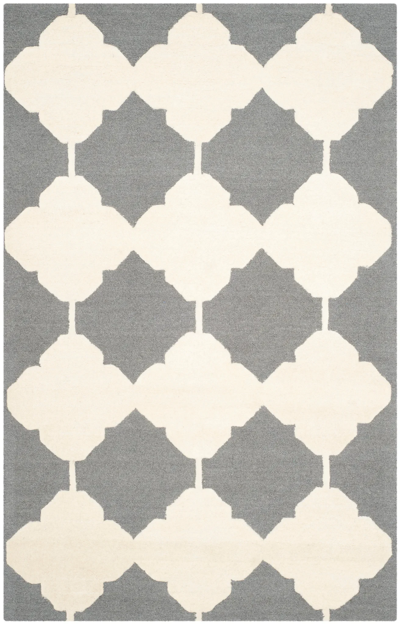 Cambridge Scalloped Diamond Hand-Tufted Wool Rug in Dark Gray / Ivory