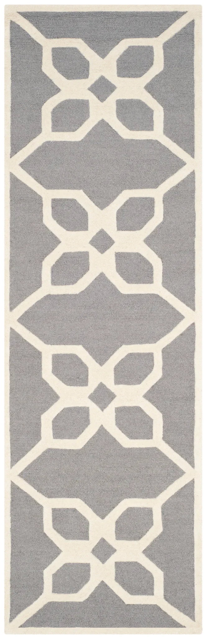 Cambridge Floral Trellis Hand-Tufted Wool Rug in Dark Gray / Ivory