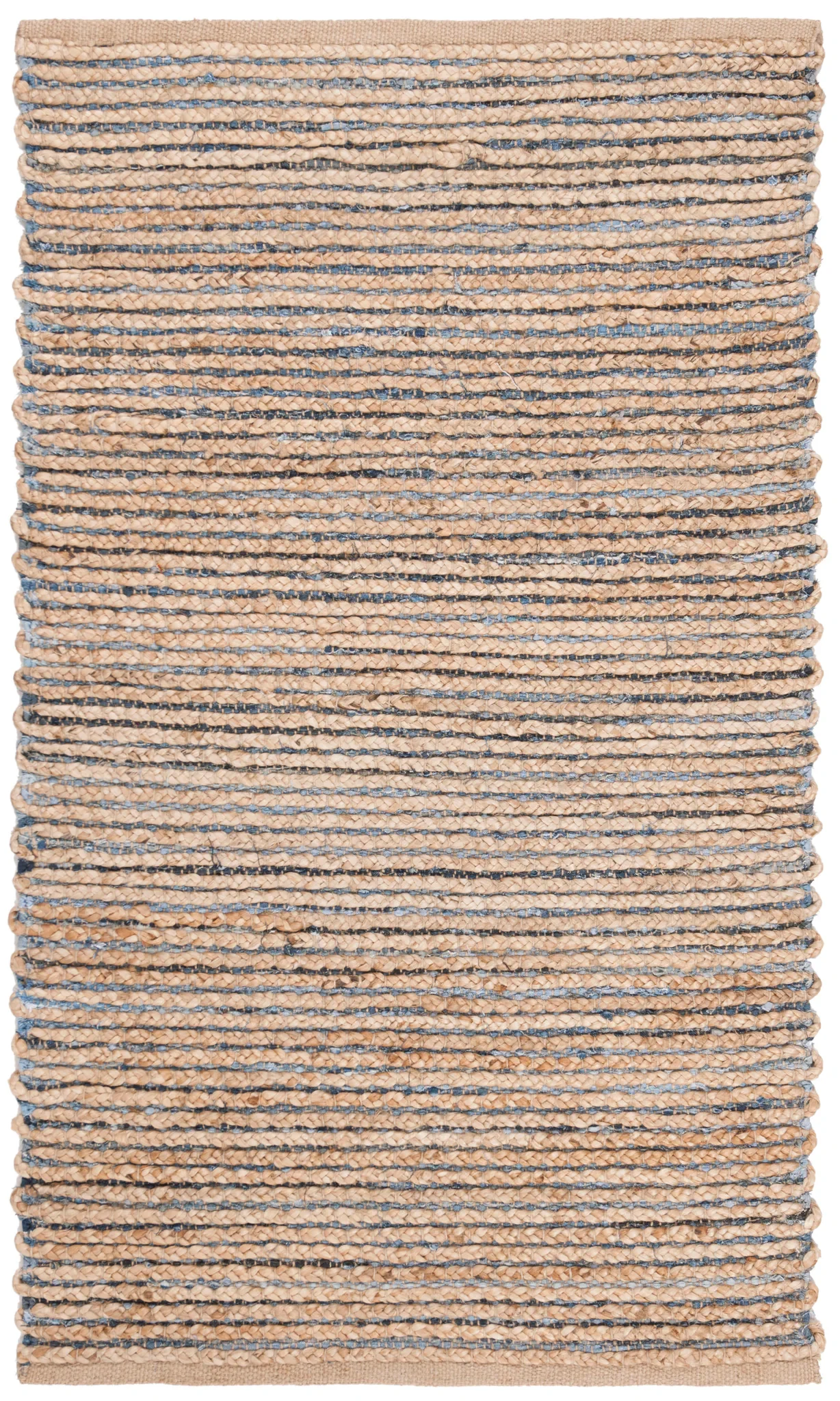 Cape Cod Corded Stripe Hand-Woven Rug in Natural / Blue