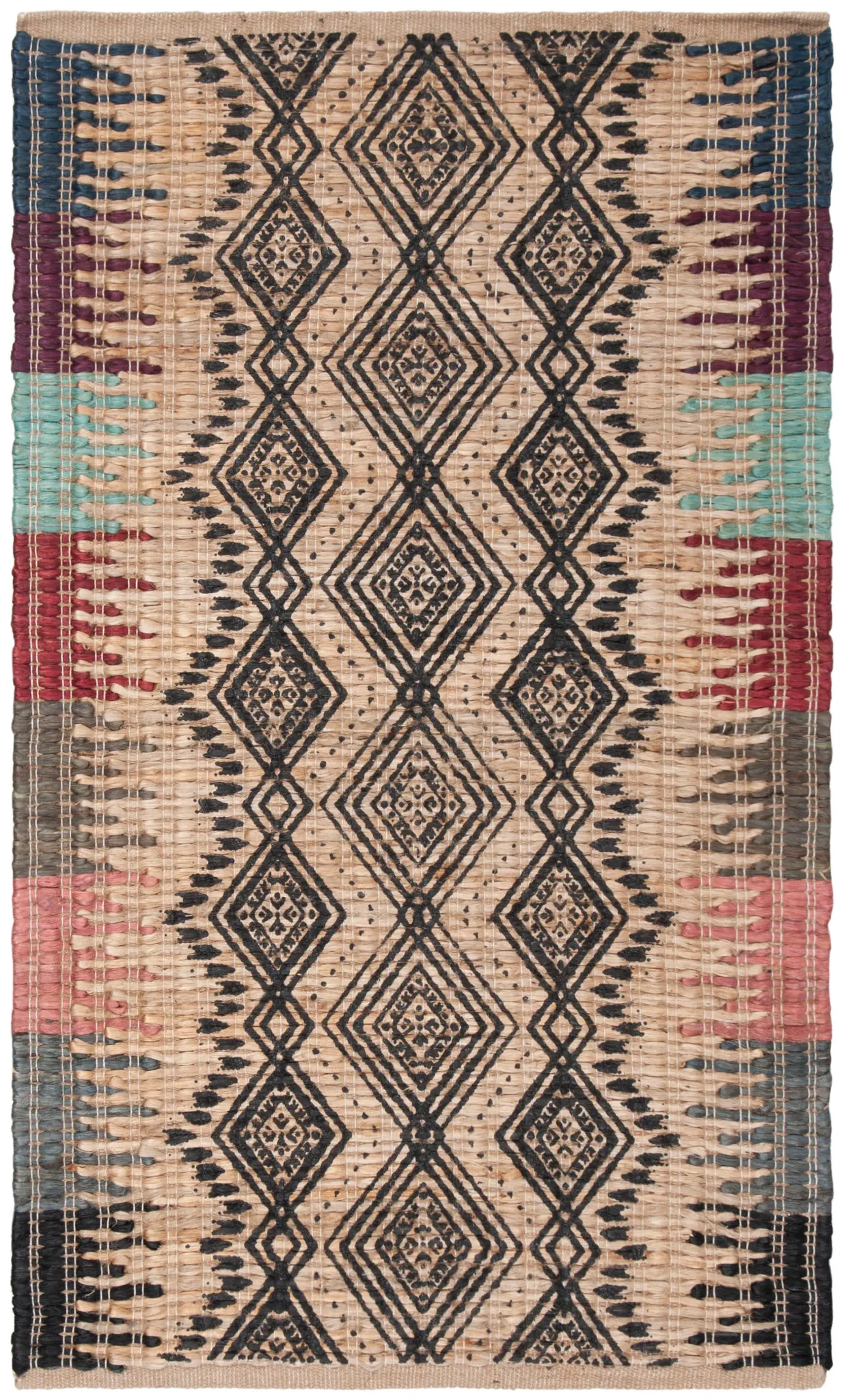 Cape Cod Diamond Stripe Hand-Woven Rug in Natural / Black