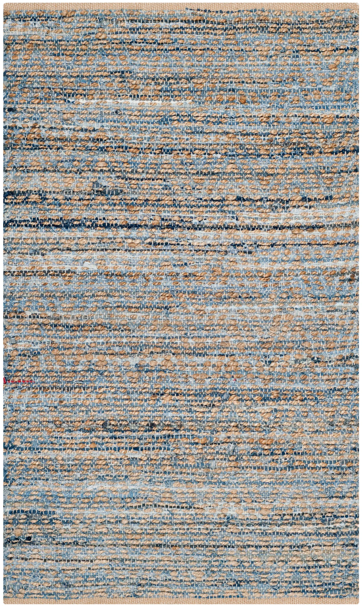 Cape Cod Striated Hand-Woven Rug in Natural / Blue