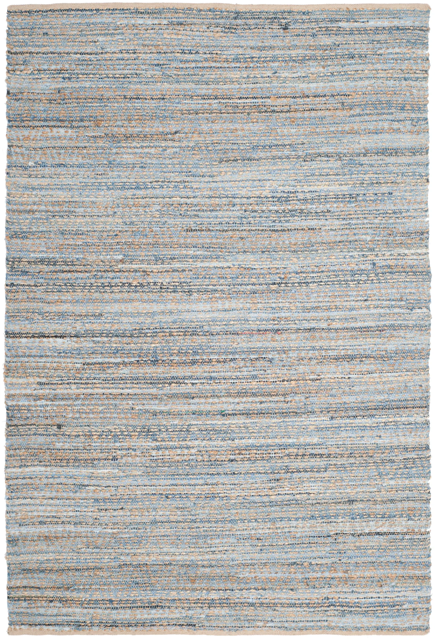 Cape Cod Heathered Stripe Hand-Woven Rug in Natural / Blue