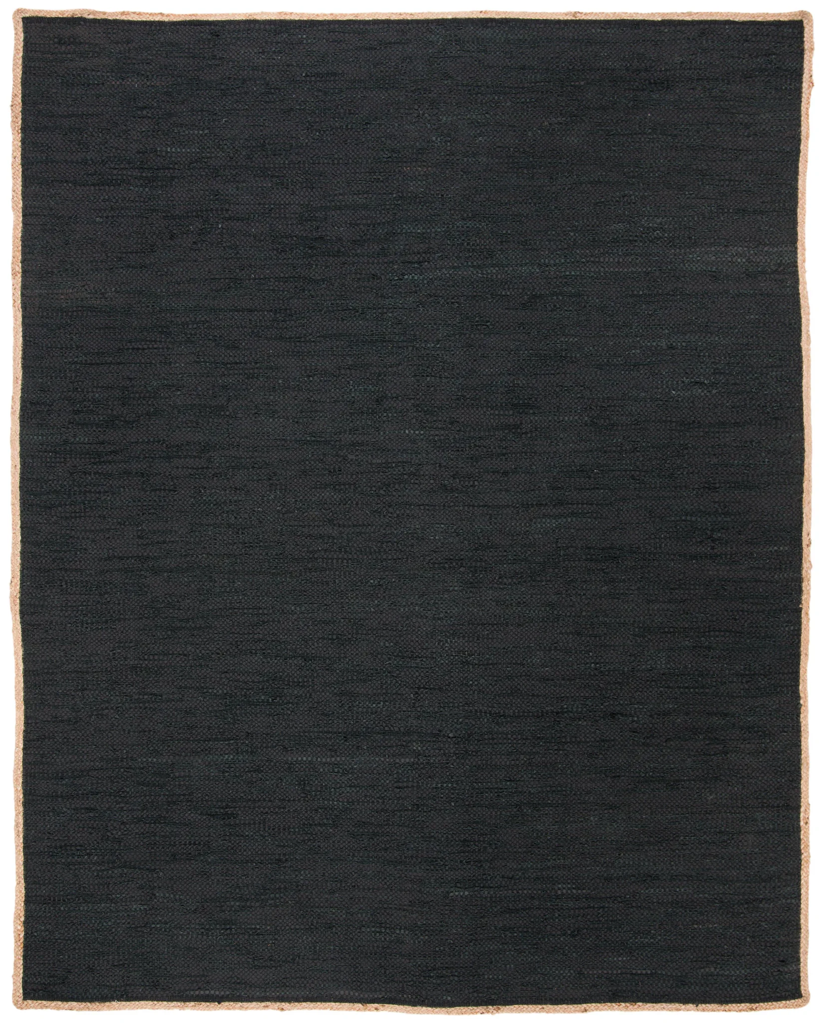 Cape Cod Bordered Hand-Woven Leather Rug in Black / Natural