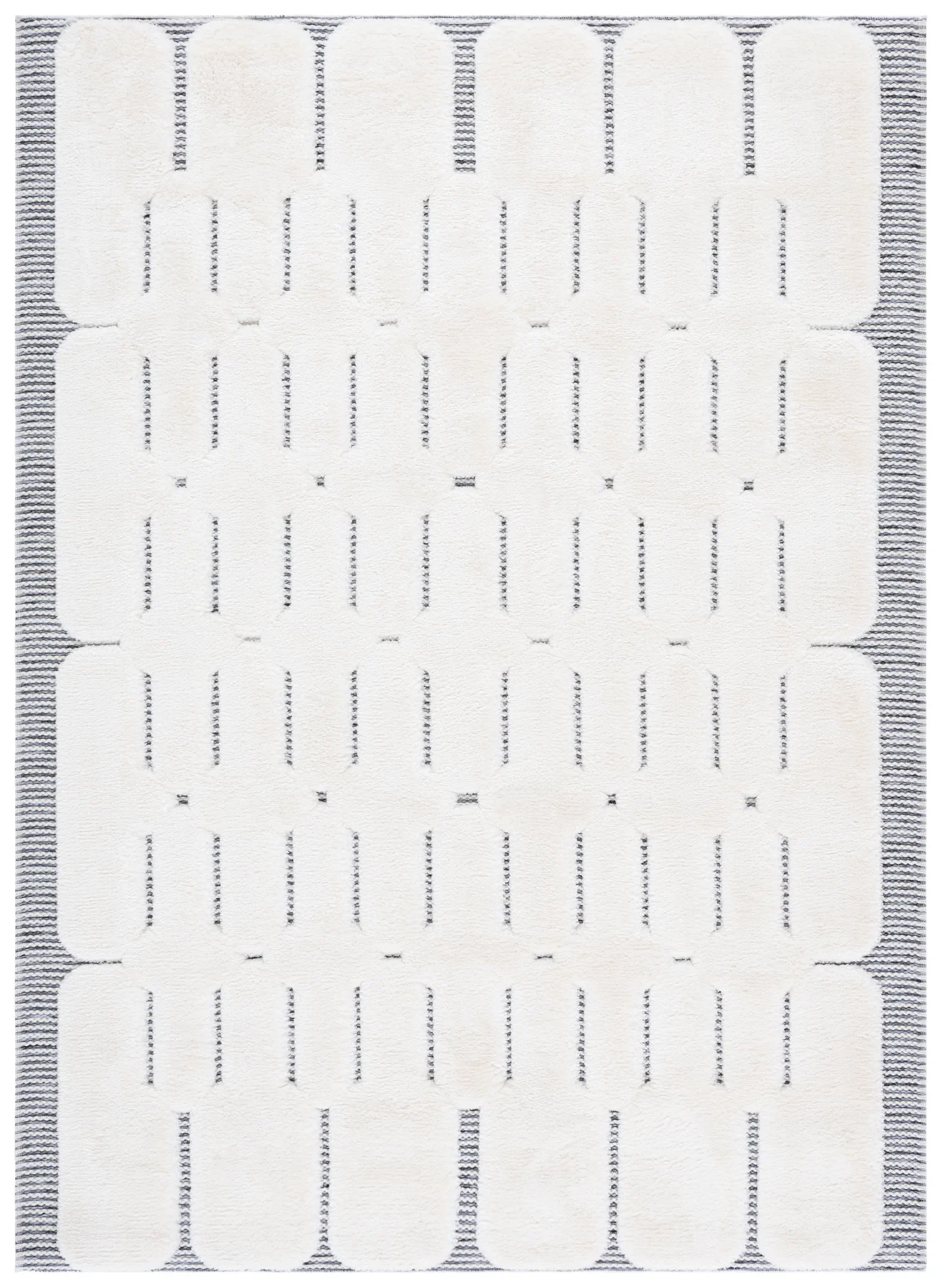 Celebrity Rounded Block Rug in Ivory / Gray