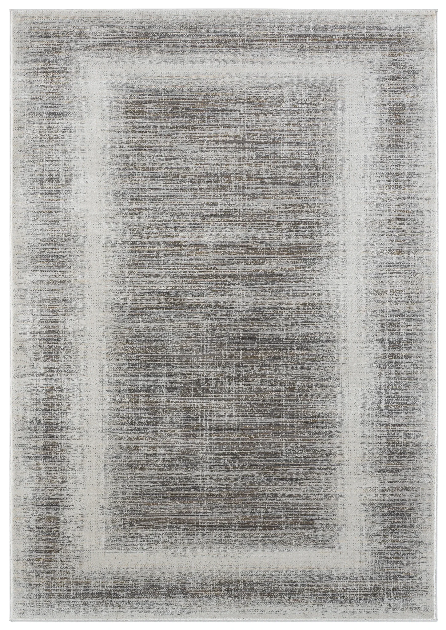 Craft Linear Abstract Border Rug in Gray / Gold