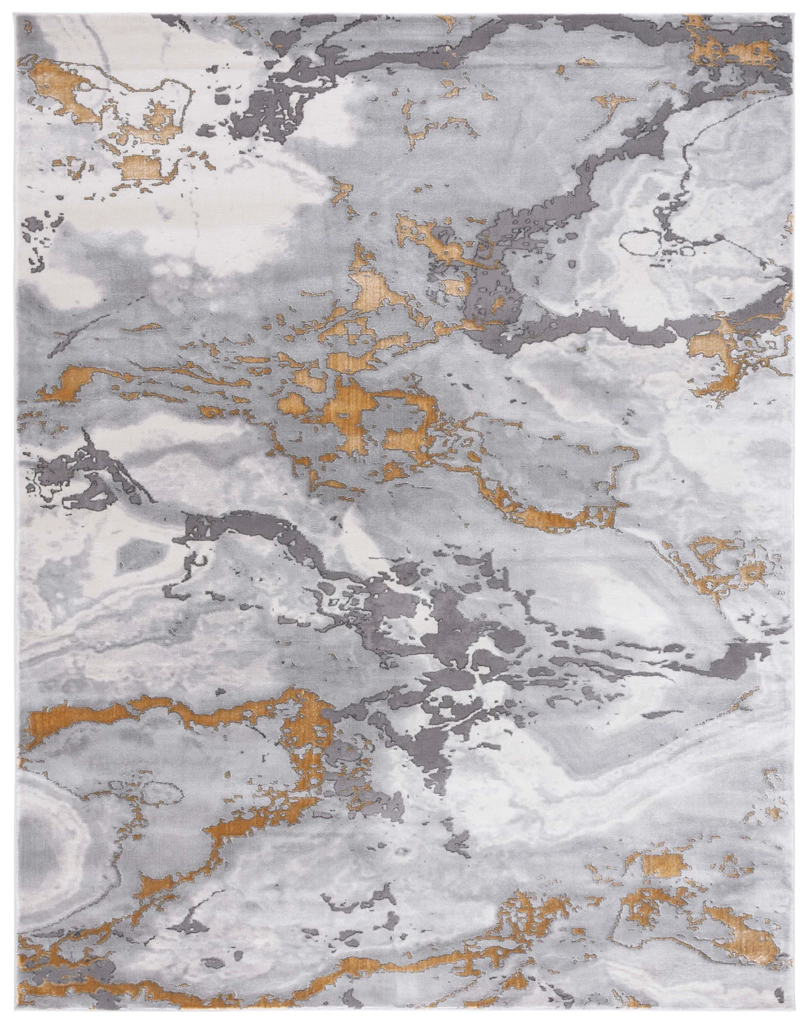 Craft Agate Marble Rug in Gray / Gold