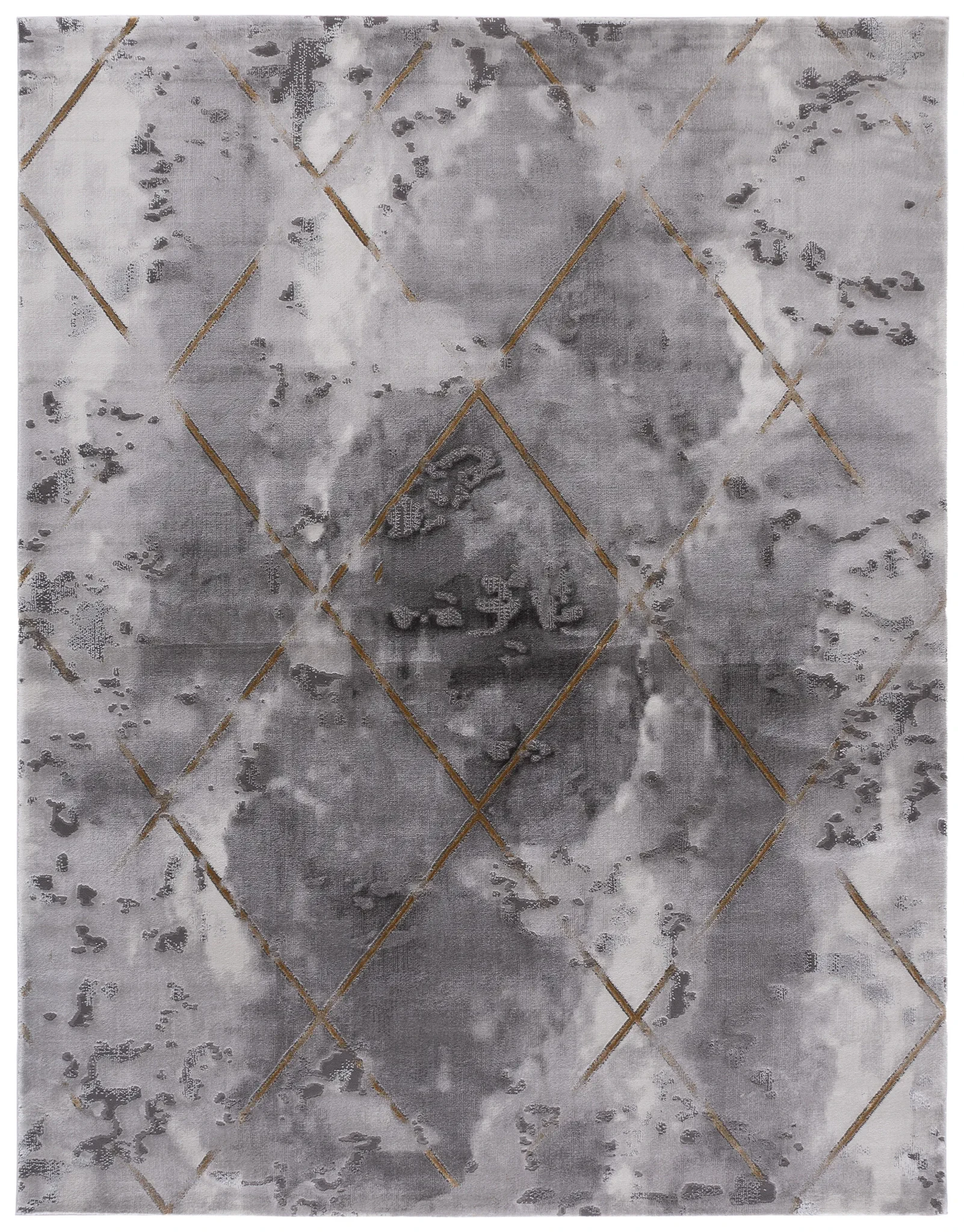 Craft Diamond Grid Rug in Gray / Gold