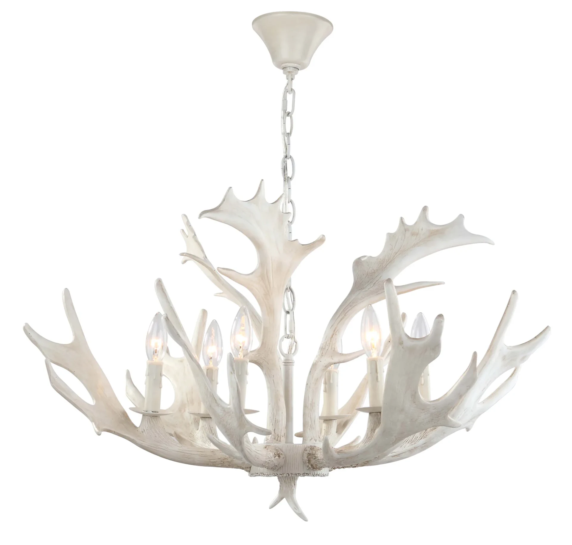 Birch Six-Light Chandelier in White
