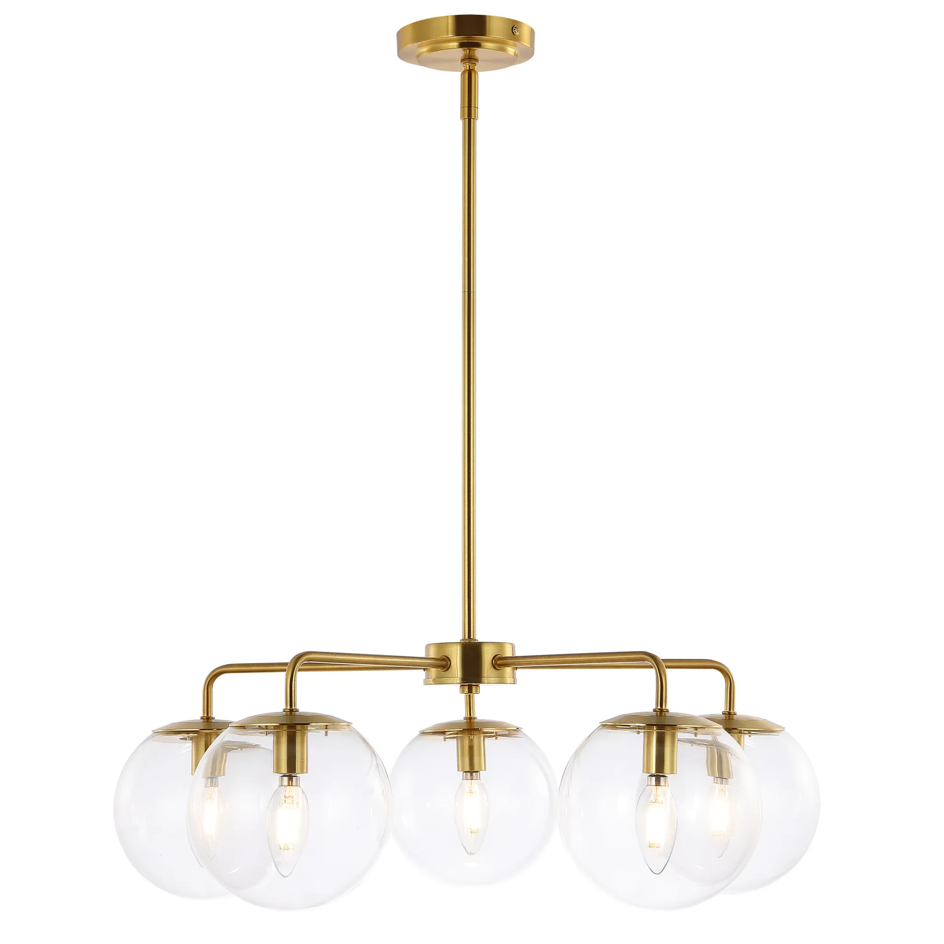 Negara Five-Light Chandelier in Brass / Clear