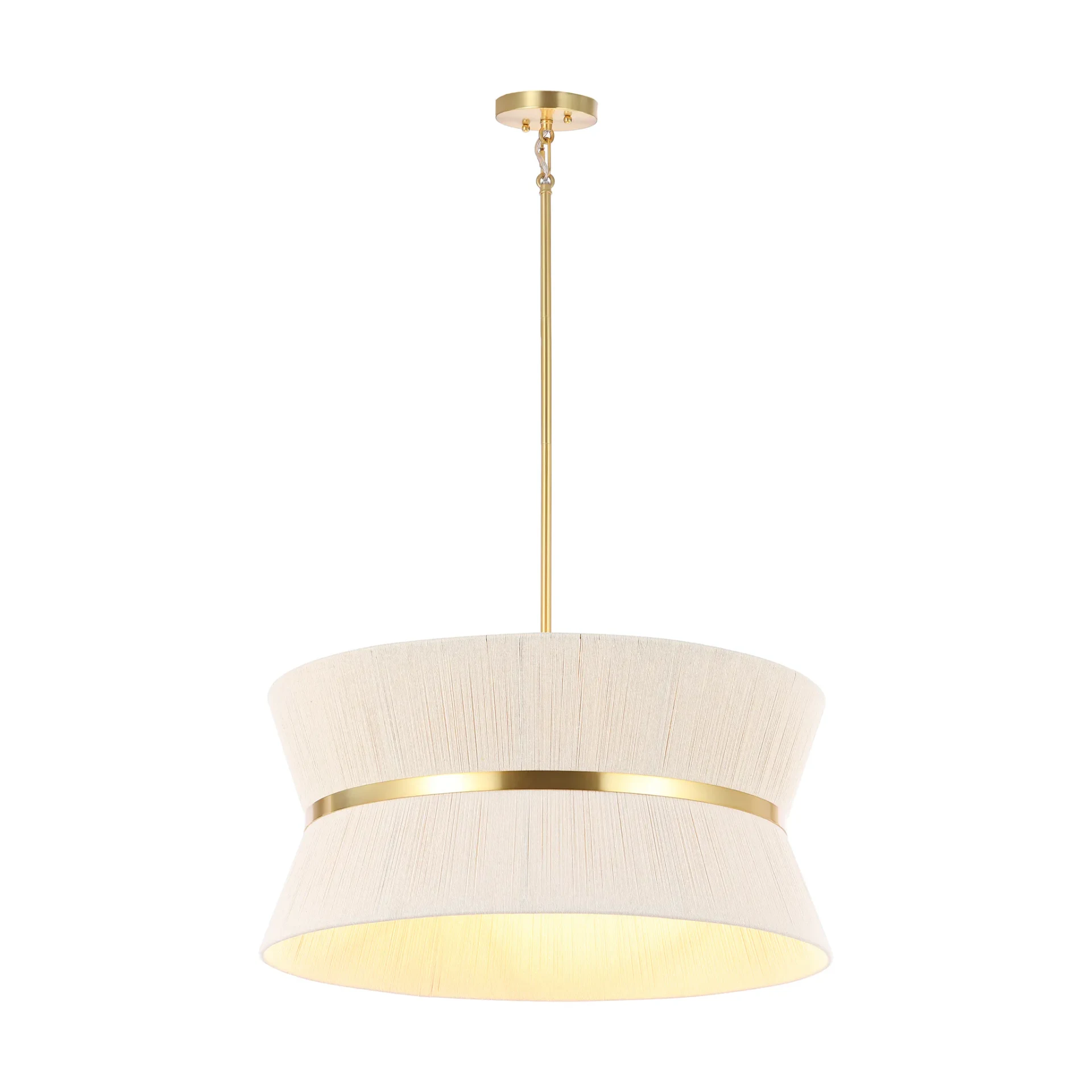 Alma Four-Light Chandelier in Bleached Natural / Brass