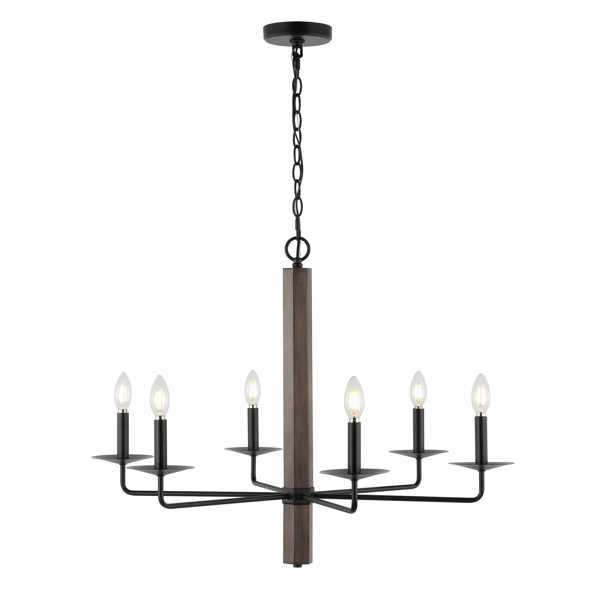 Penbrook Six-Light Chandelier in Black / Walnut