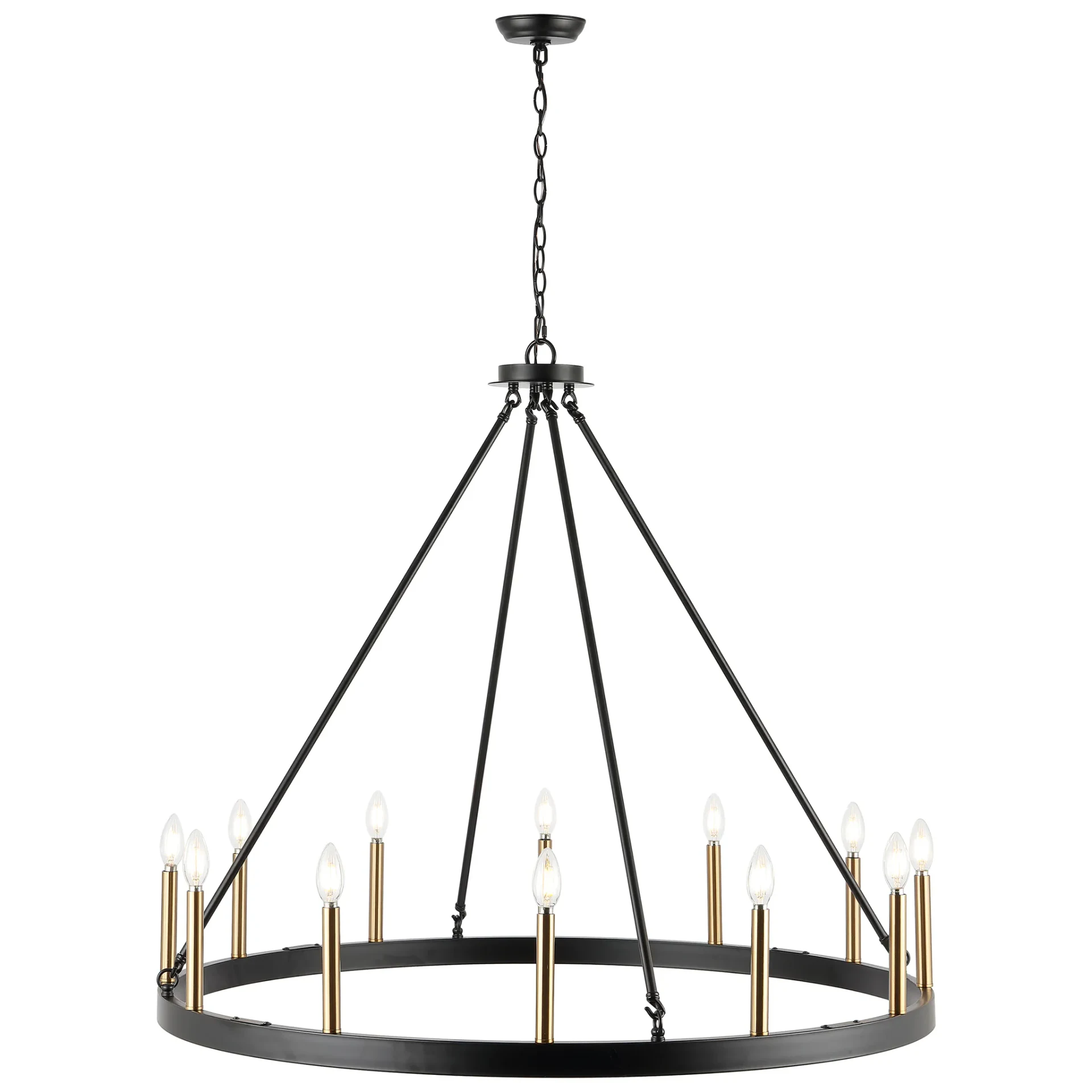 Taelor Twelve-Light Chandelier in Black / Gold