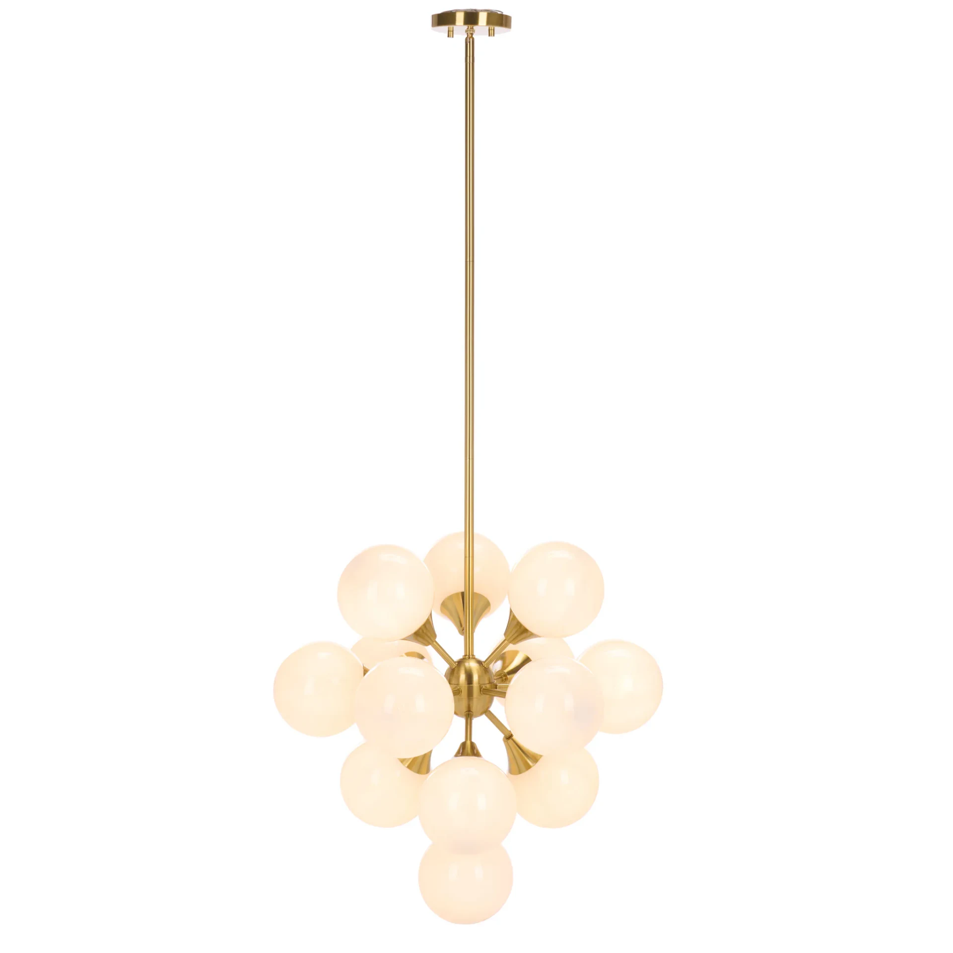 Delvine Thirteen-Light Chandelier in Brass / White