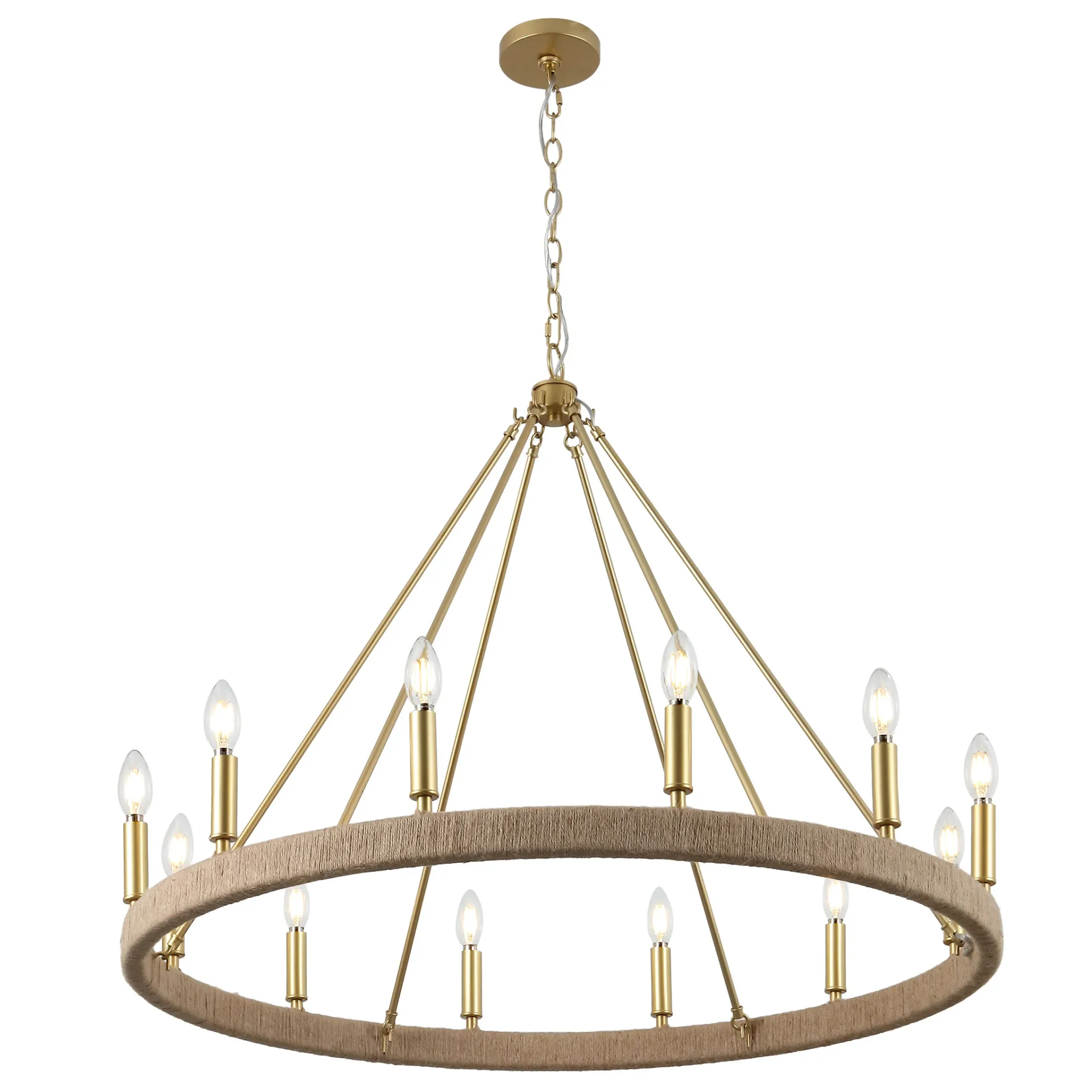 Enya Chandelier in Natural / Gold