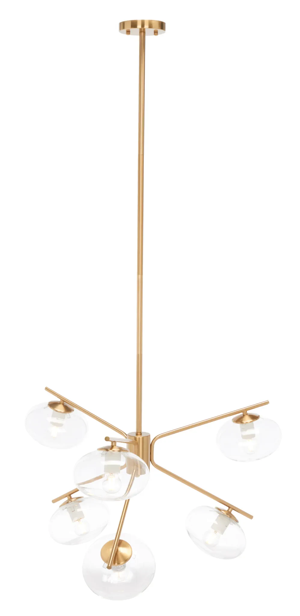 Bartoli Six-Light Chandelier in Brass