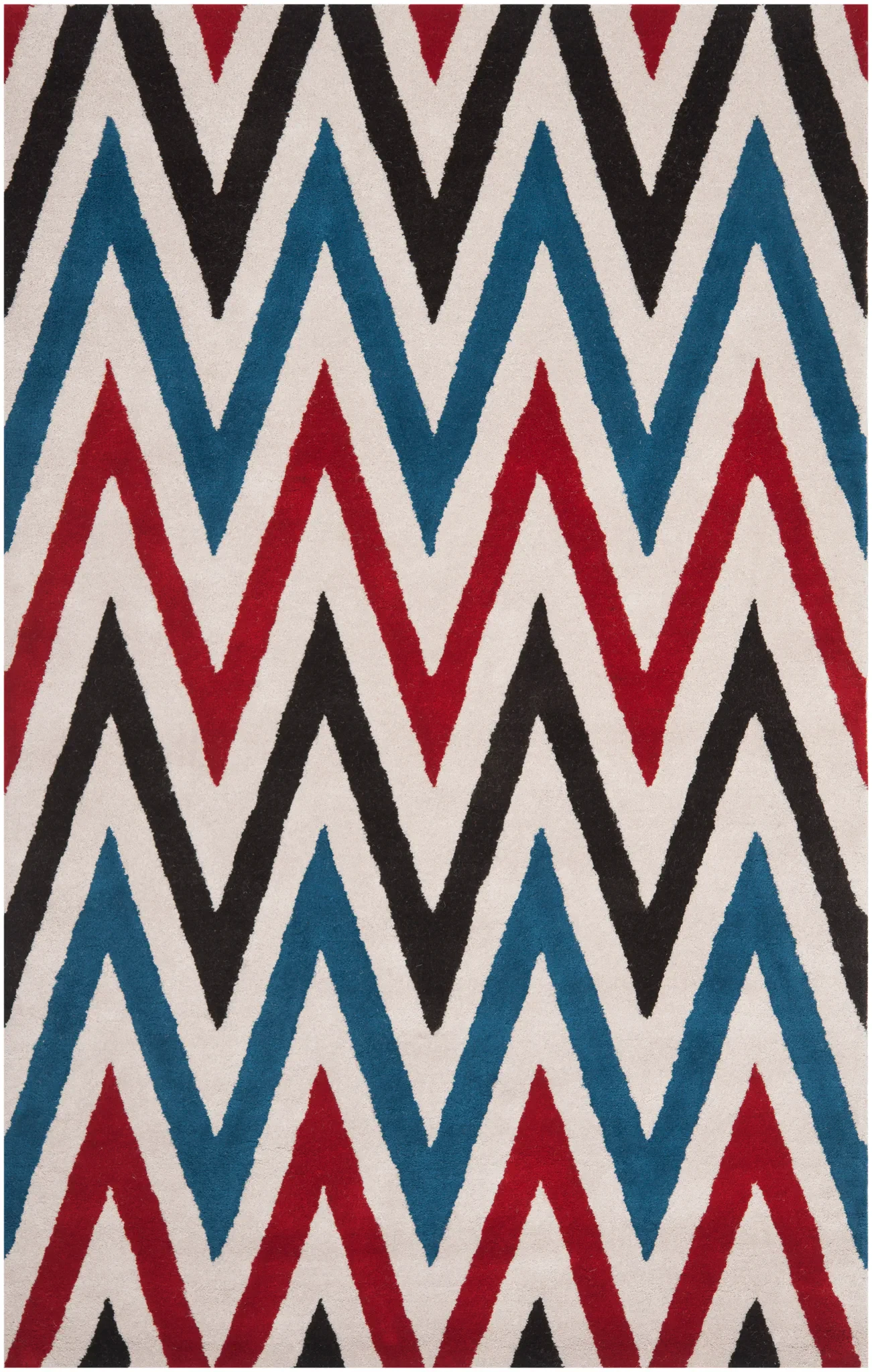 Chatham Sharp Chevron Hand-Tufted Wool Rug in Ivory / Multicolor