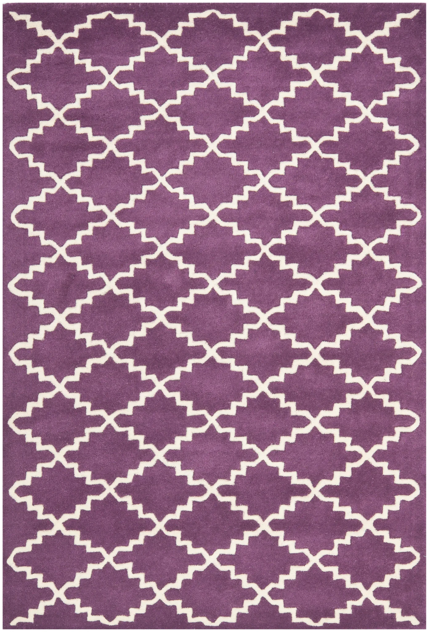 Chatham Stepped Trellis Hand-Tufted Wool Rug in Purple / Ivory