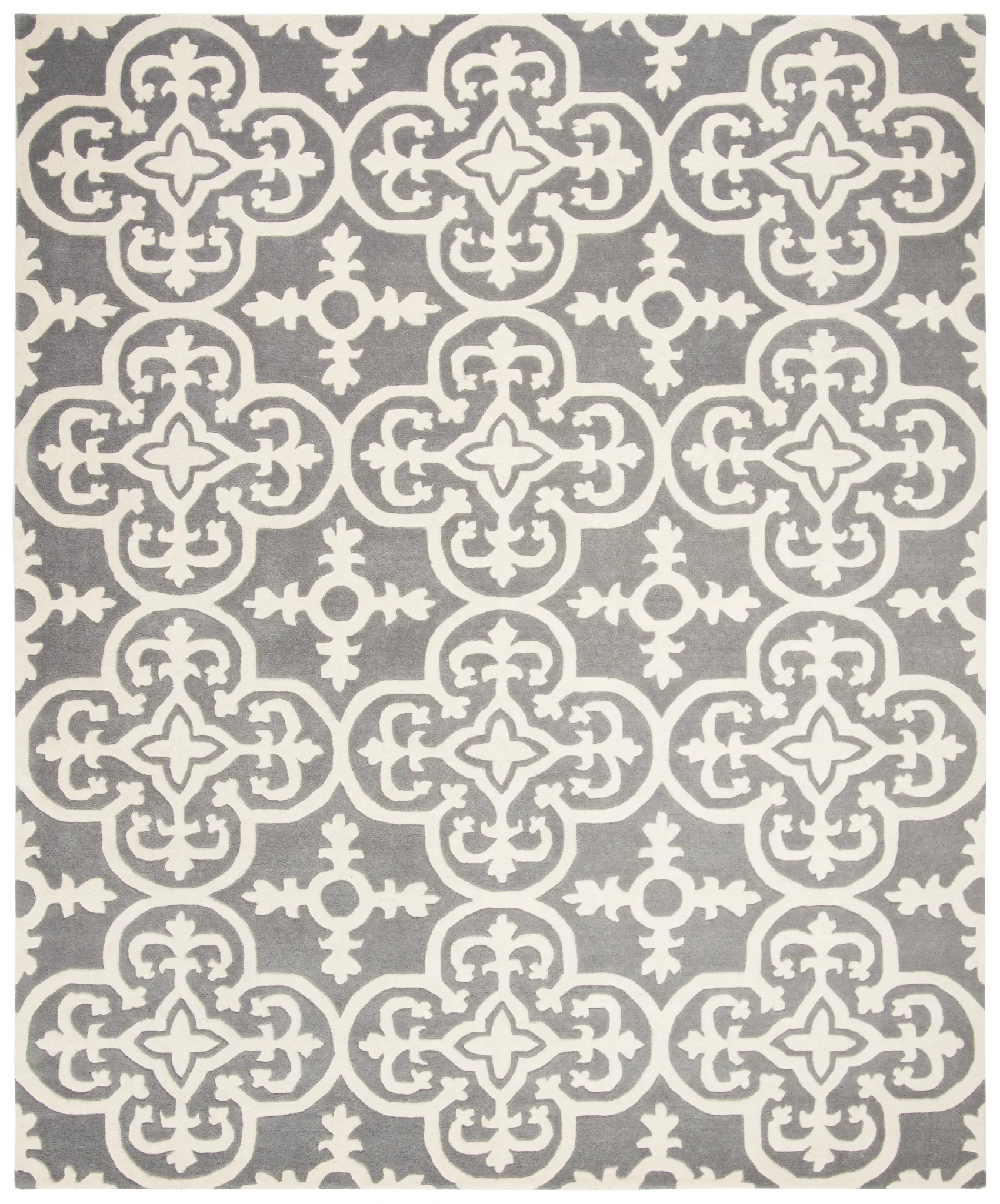 Chatham Tile Trellis Hand-Tufted Wool Rug in Dark Gray / Ivory
