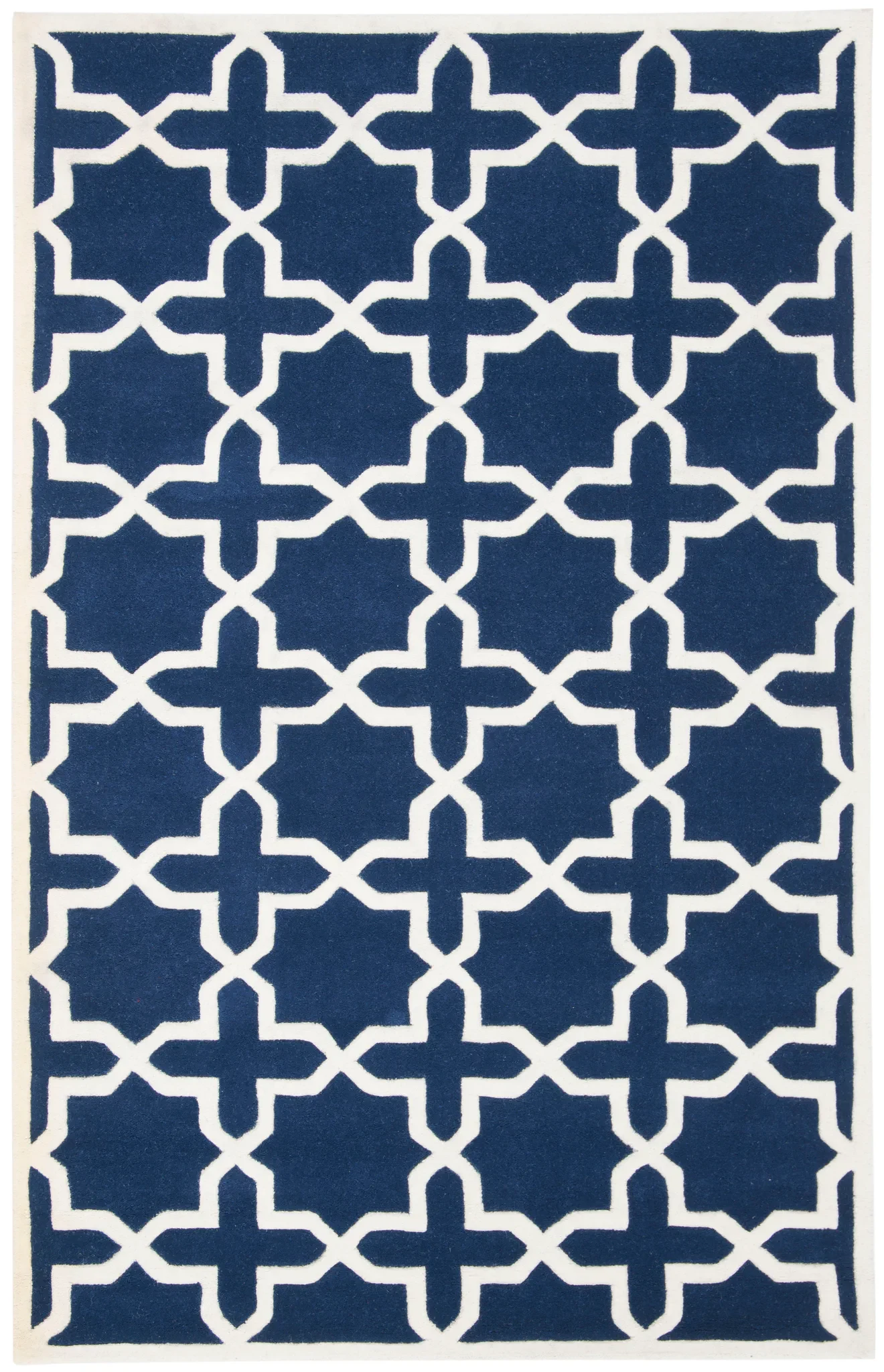 Chatham Star Lattice Hand-Tufted Wool Rug in Dark Blue / Ivory