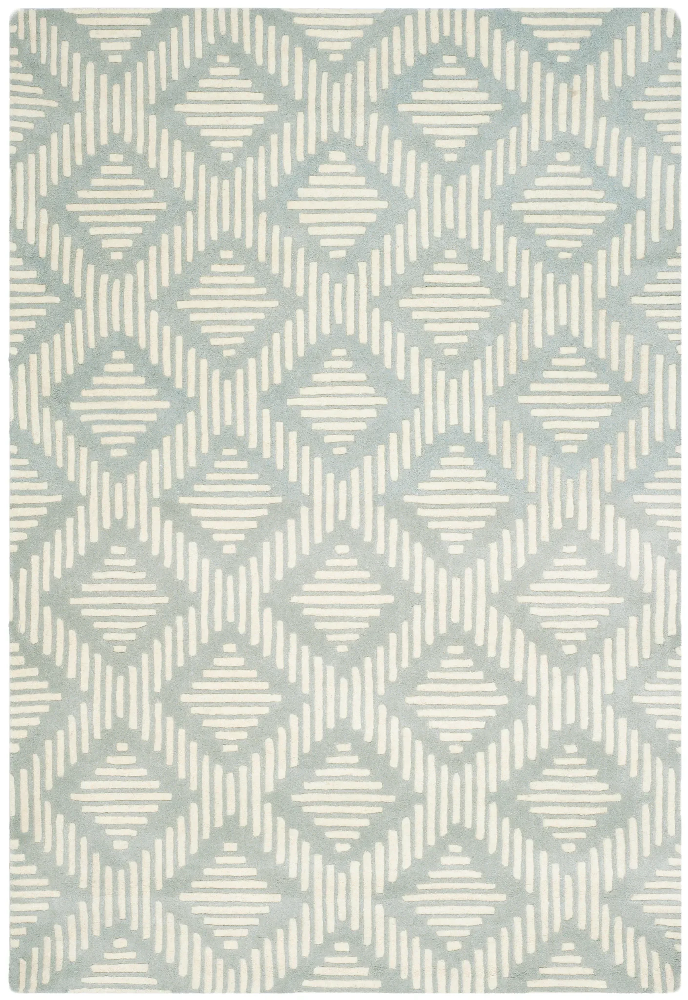 Chatham Dashed Diamond Hand-Tufted Wool Rug in Gray / Ivory